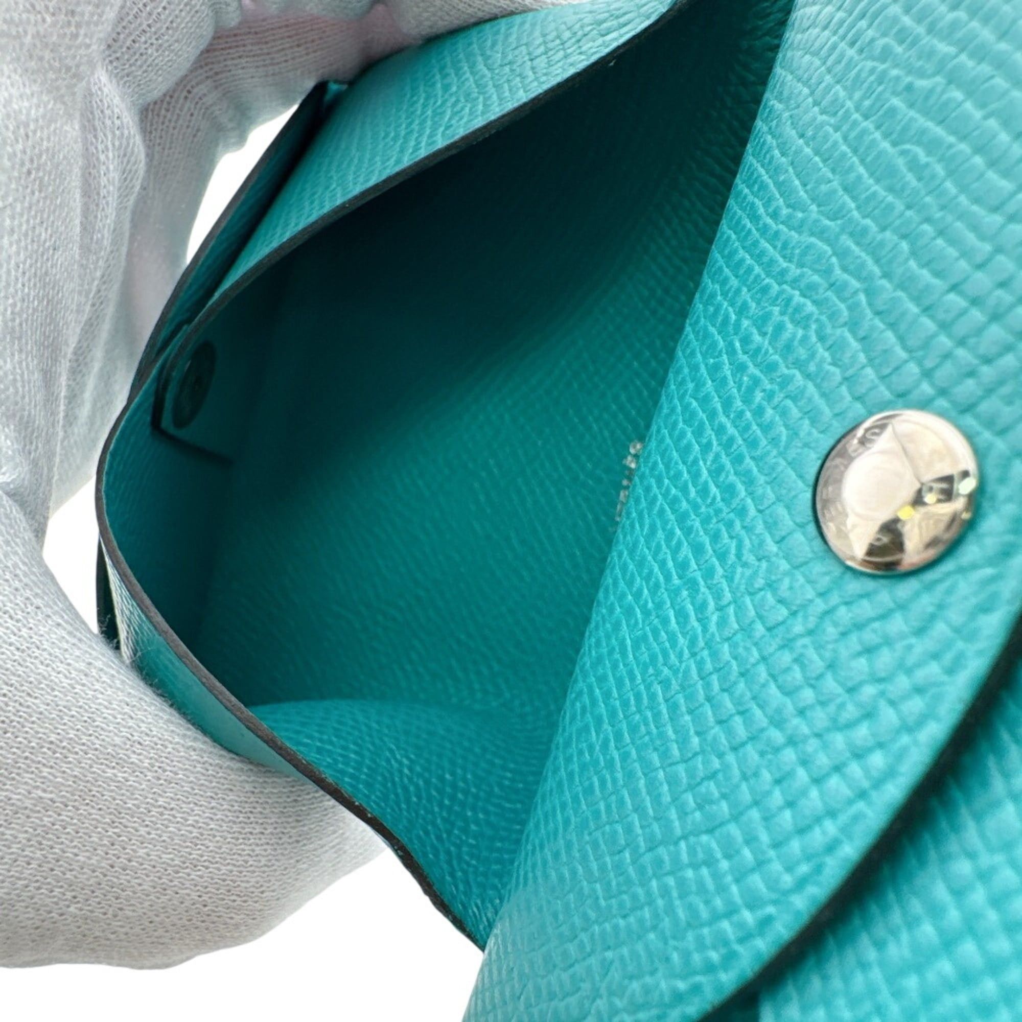 Hermes HERMES Calvi Duo Coin Case Wallet, Green Size ONE SIZE - 8 Thumbnail