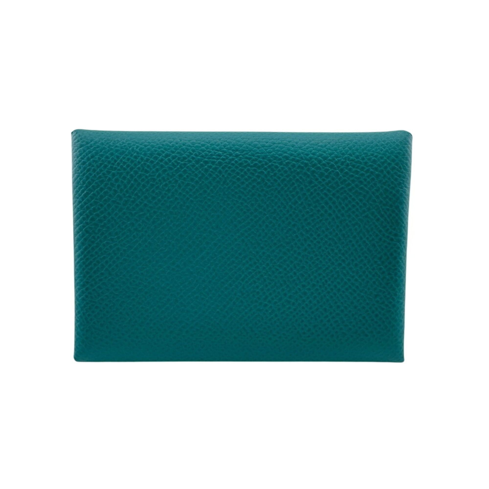 Hermes HERMES Calvi Duo Coin Case Wallet, Green Size ONE SIZE - 2 Thumbnail