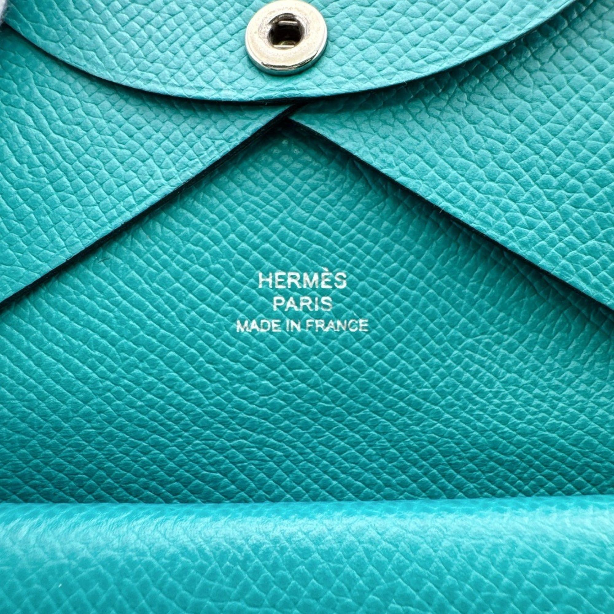 Hermes HERMES Calvi Duo Coin Case Wallet, Green Size ONE SIZE - 12 Thumbnail