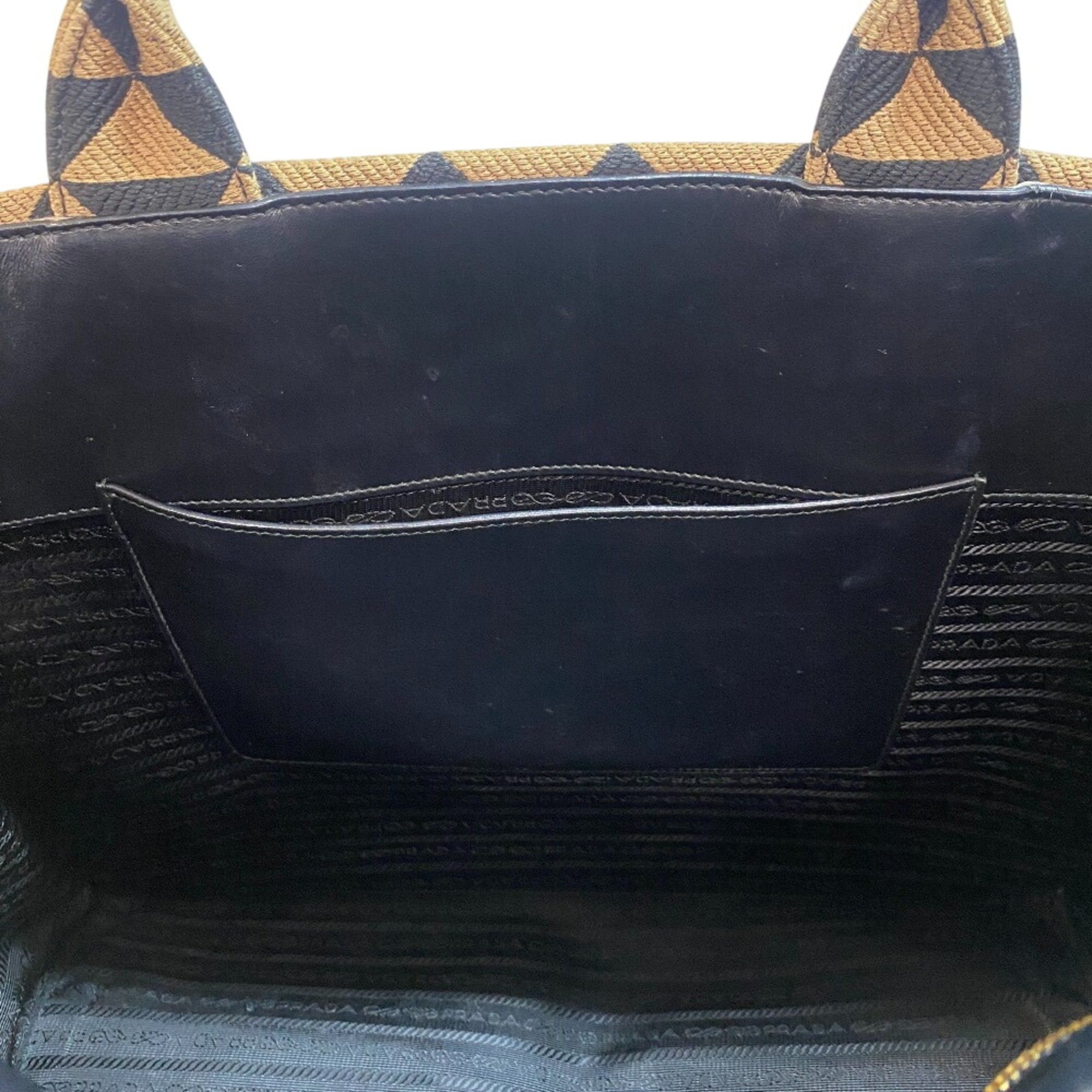 Prada PRADA 1BA356 Small Tote Embroidered Fabric Jacquard Handbag Black Size ONE SIZE - 7 Thumbnail