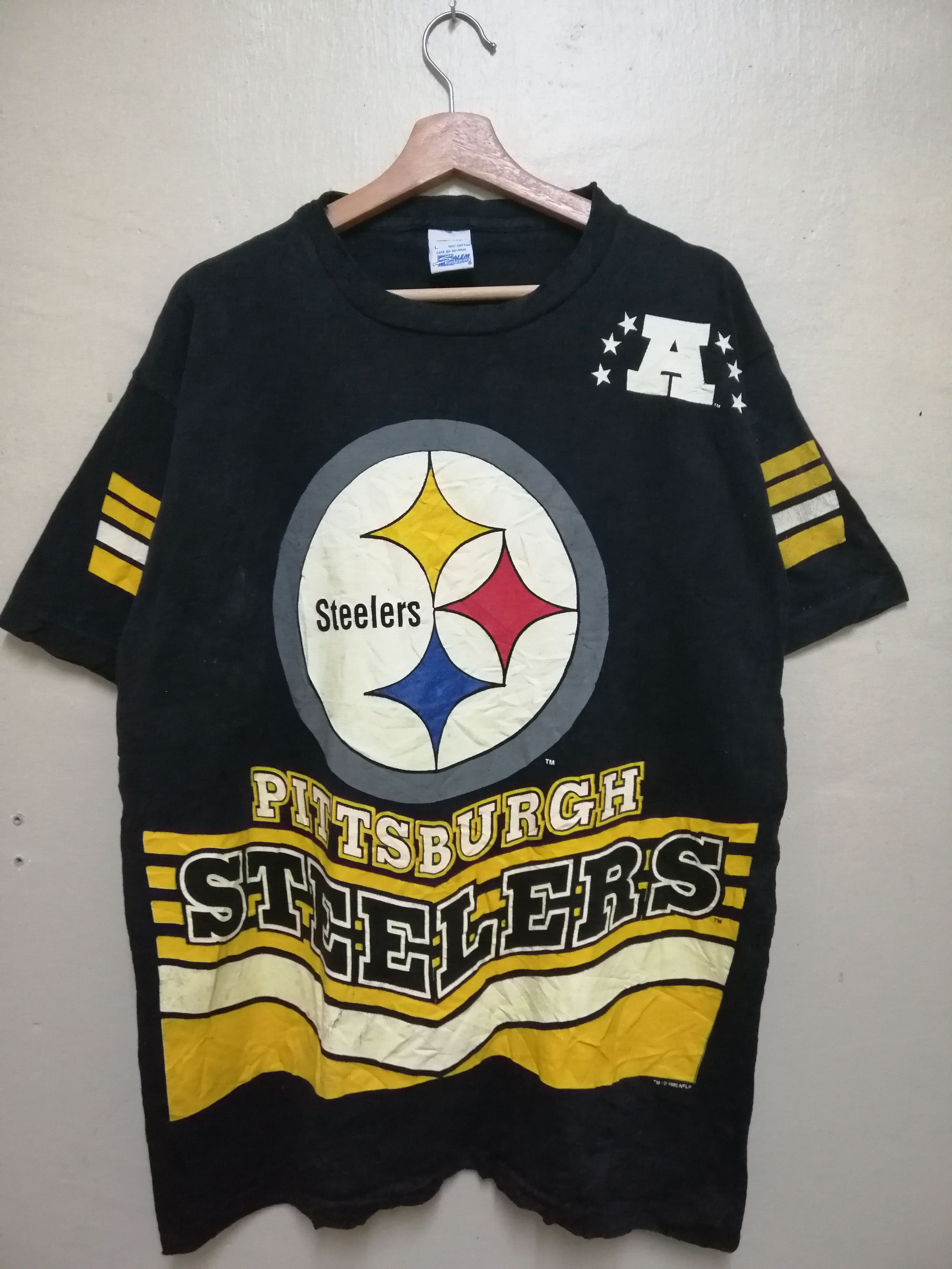 NFL Vintage 90s Pittsburgh Steelers Full Print Tshirt Size US L / EU 52-54 / 3 - 1 Thumbnail