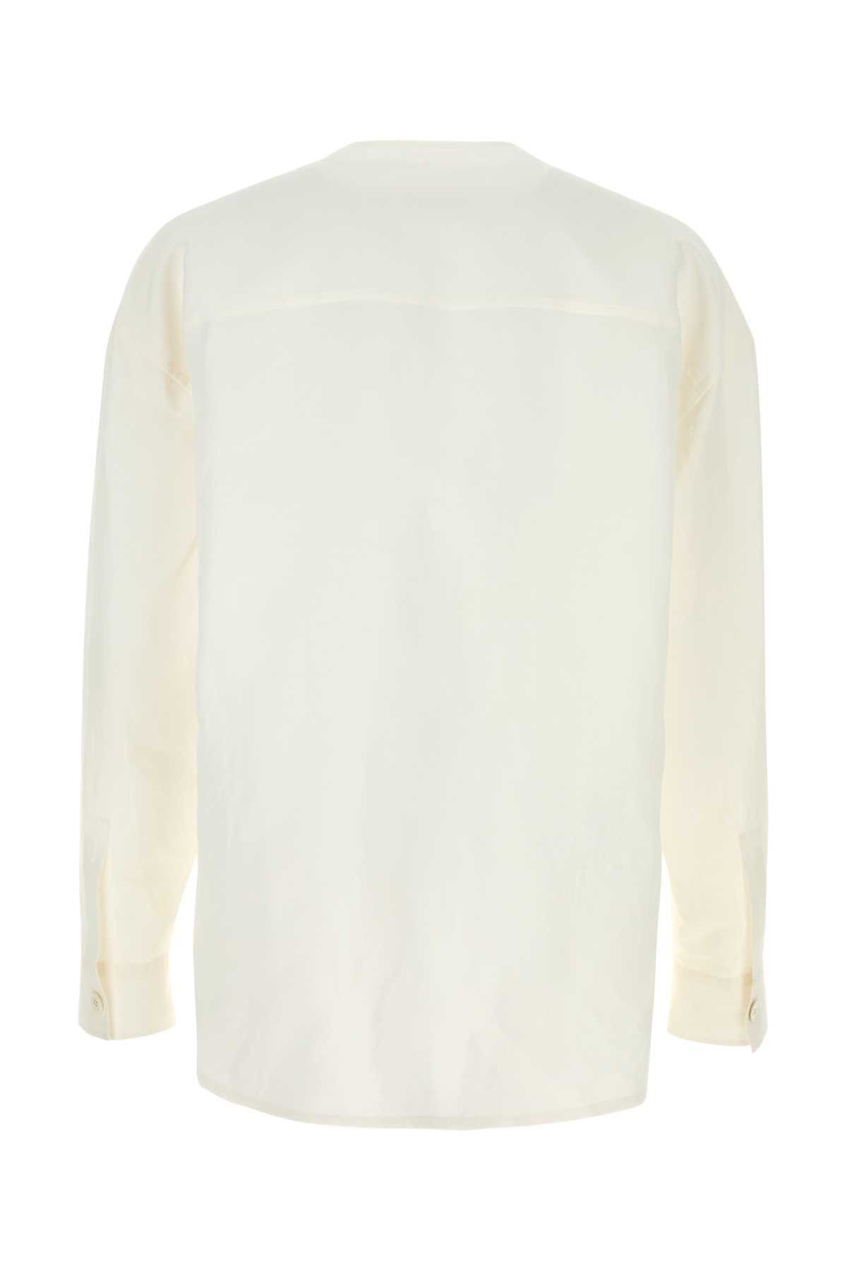 Jil Sander White Linen Blend Shirt Size US M / EU 48-50 / 2 - 2 Thumbnail