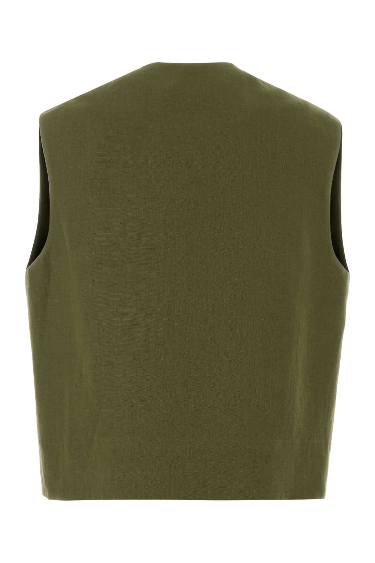 Blaze Olive Green Linen Midday Sun Vest Size XS / US 0-2 / IT 36-38 - 2 Thumbnail