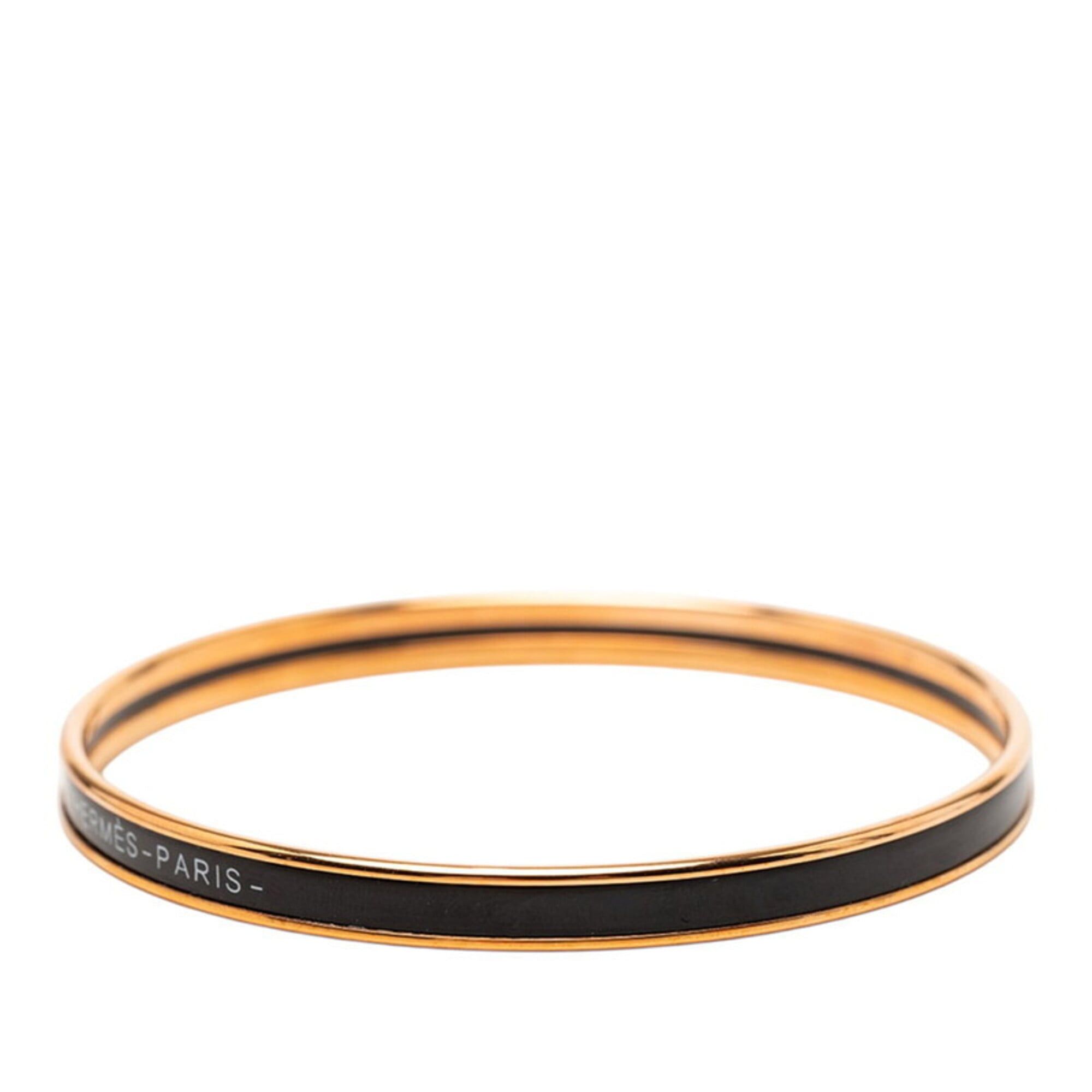 Hermes Hermes Email TPM Bangle, Gold and Black Plated, Enamel, Women's. Size ONE SIZE - 2 Thumbnail