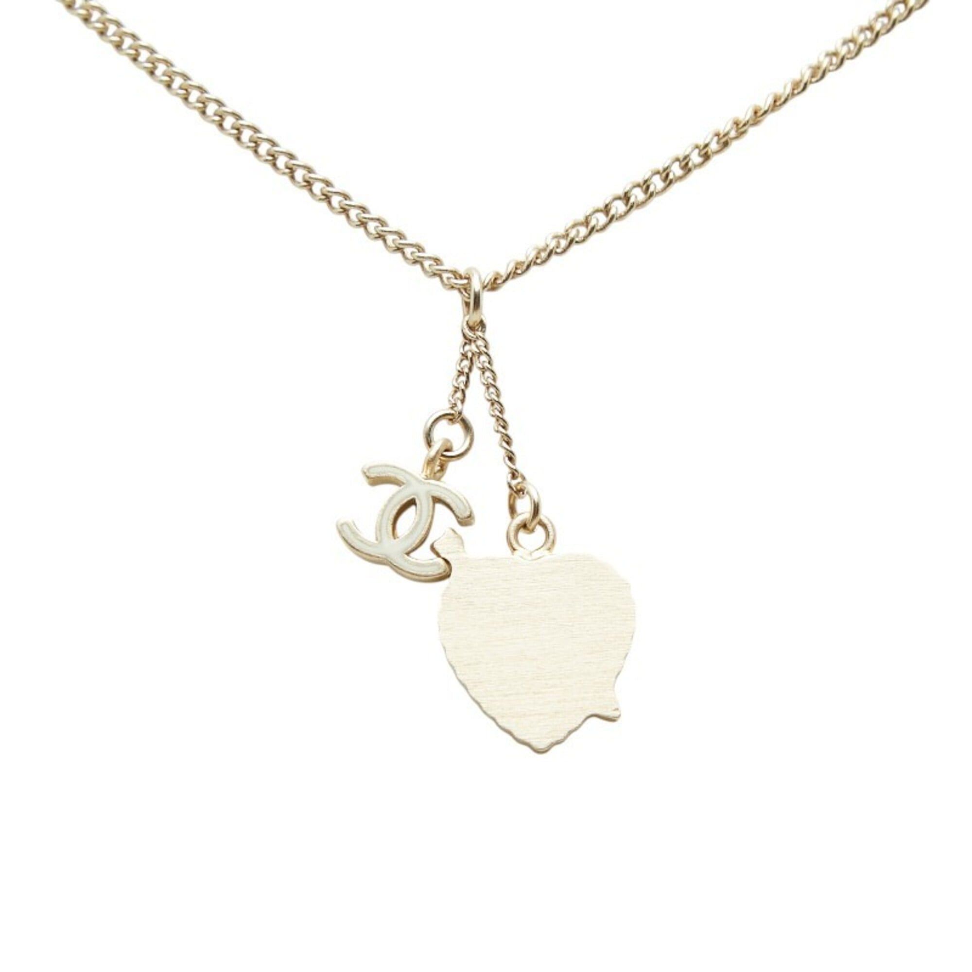 Chanel Chanel Coco Mark Heart & Arrow Rhinestone Pendant Necklace, 10 Stones, Gold Pink Plated Enamel, Women's CHANEL Size ONE SIZE - 3 Thumbnail