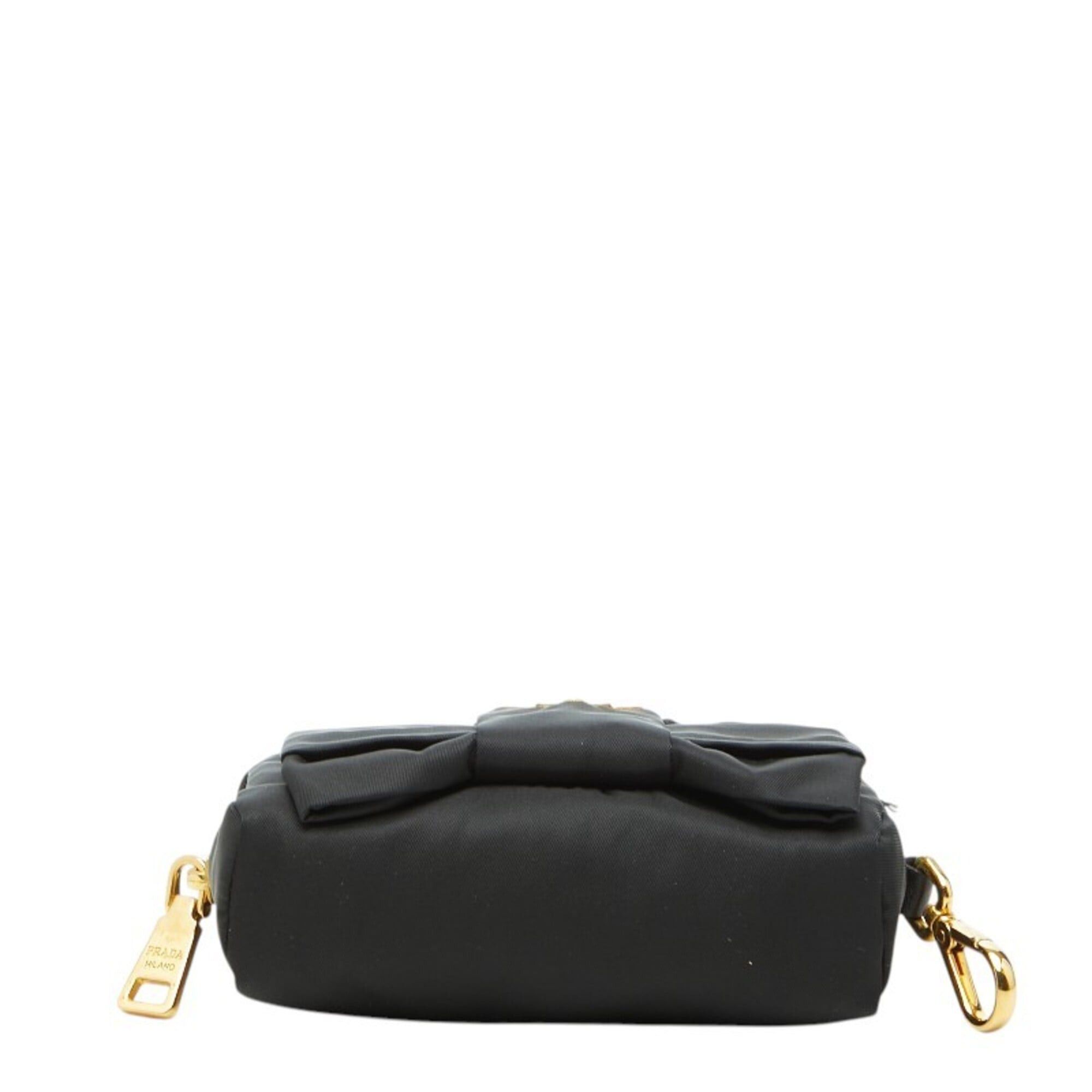 Prada Prada Ribbon Logo Handbag Pouch Black Nylon Women's PRADA Size ONE SIZE - 3 Thumbnail