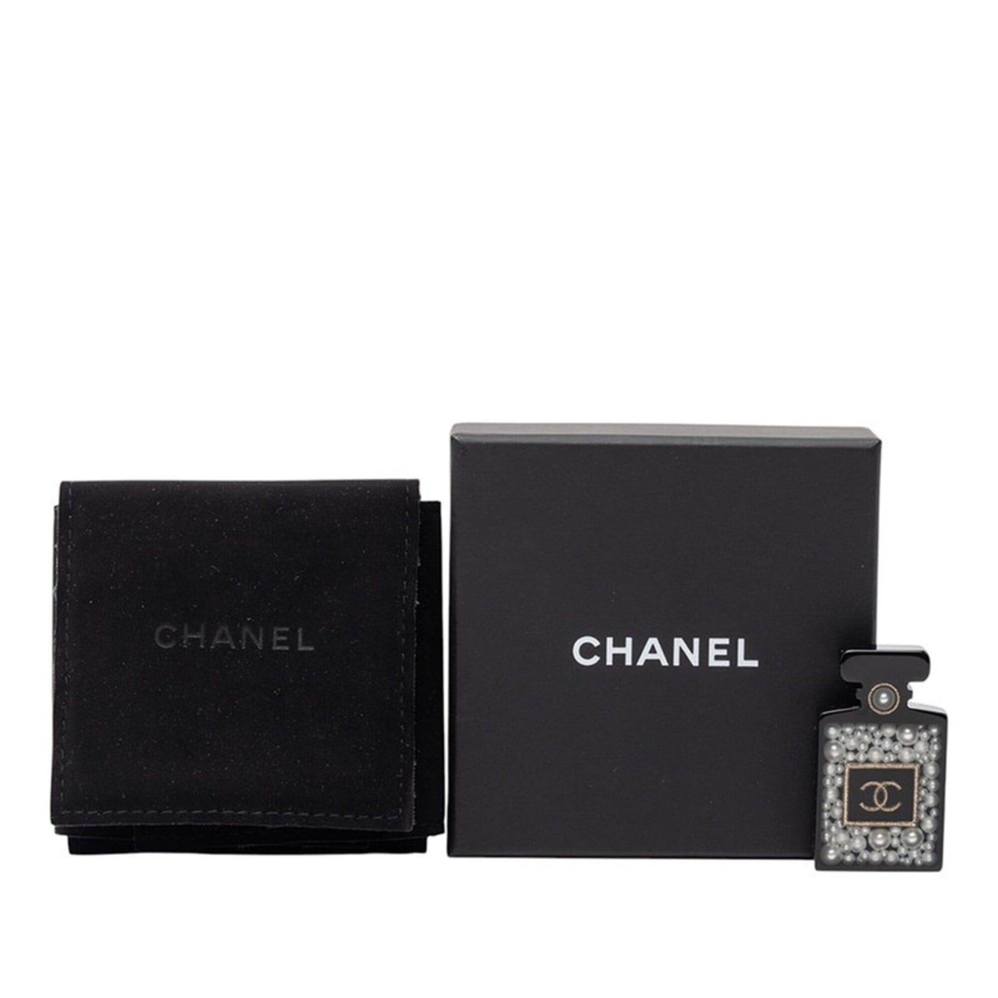 Chanel Chanel Coco Mark Perfume Bottle Motif Brooch, Black, White, Gold Plated Plastic, Women's CHANEL Size ONE SIZE - 4 Thumbnail