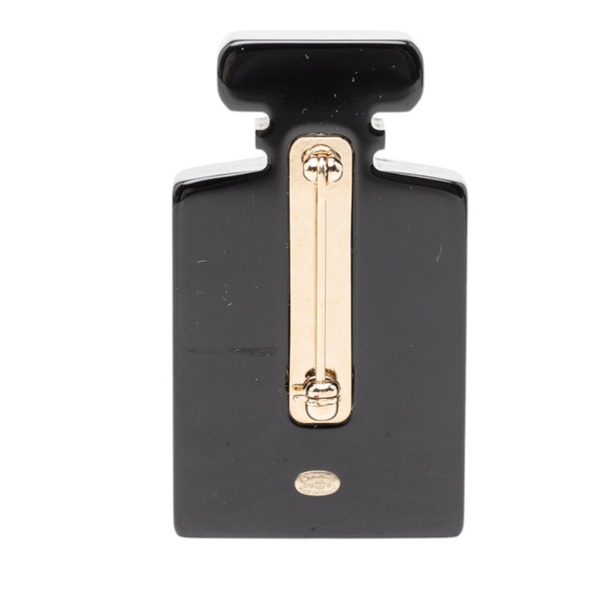 Chanel Chanel Coco Mark Perfume Bottle Motif Brooch, Black, White, Gold Plated Plastic, Women's CHANEL Size ONE SIZE - 2 Thumbnail