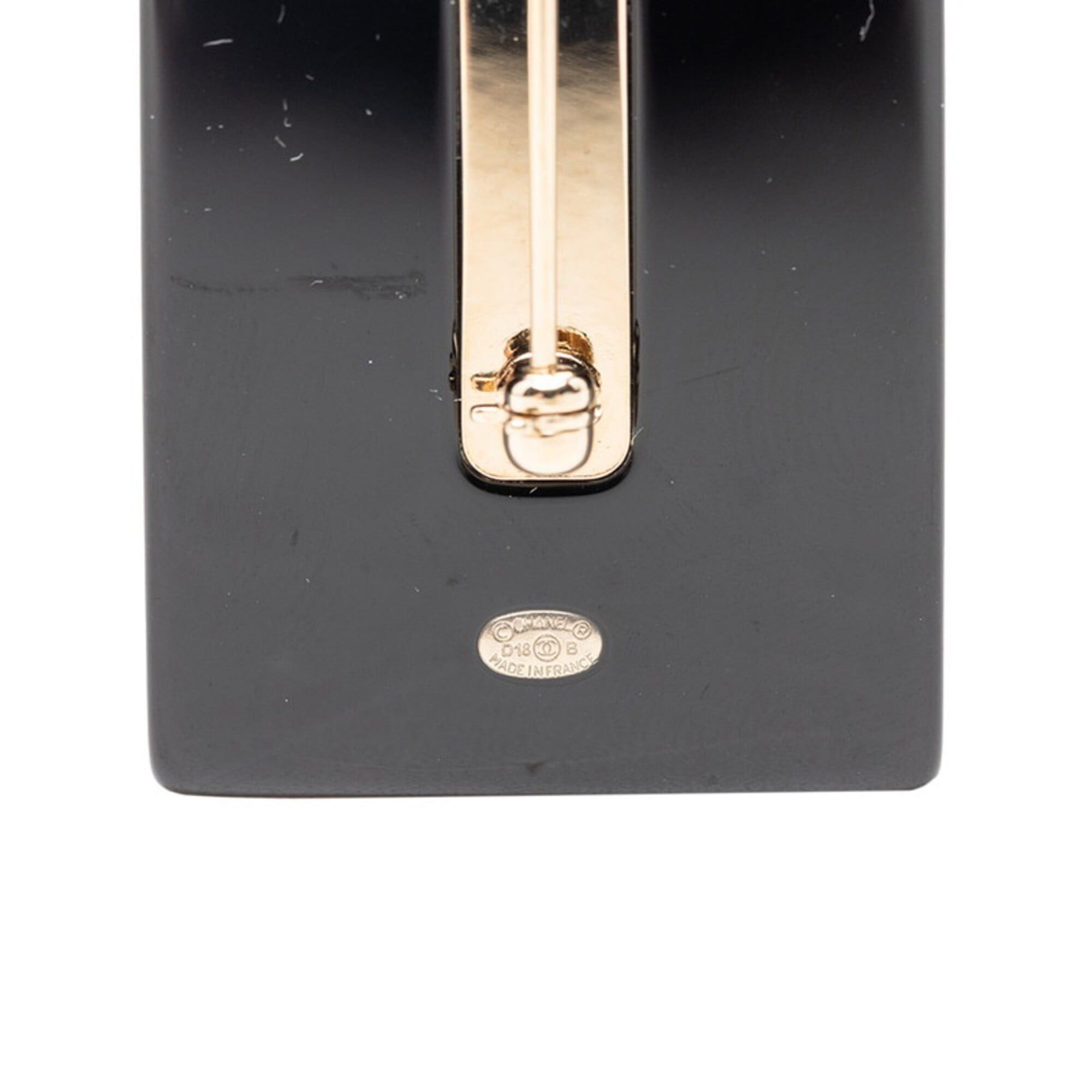 Chanel Chanel Coco Mark Perfume Bottle Motif Brooch, Black, White, Gold Plated Plastic, Women's CHANEL Size ONE SIZE - 3 Thumbnail