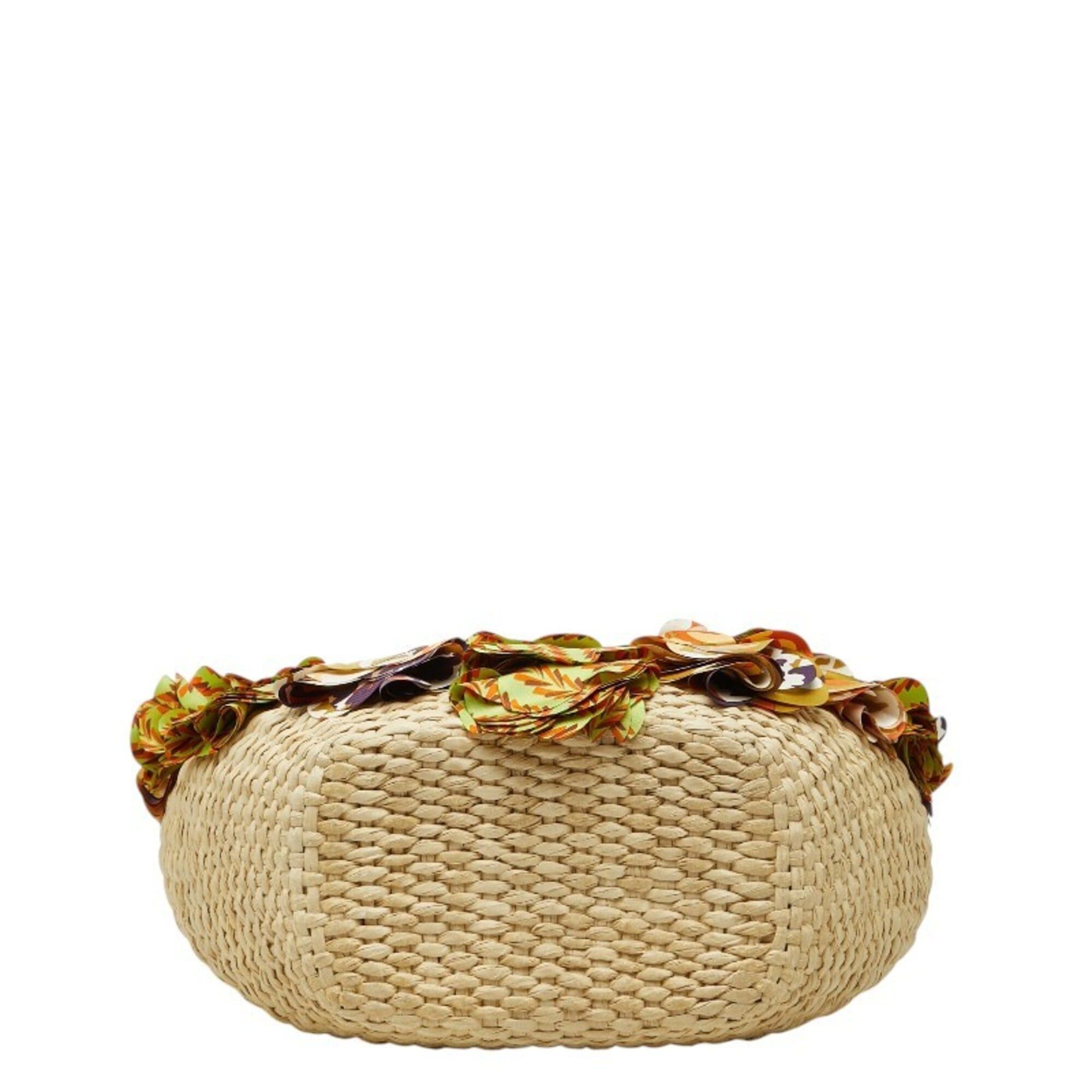 Prada Prada Triangle Logo Plate Raffia Basket Bag Handbag Multicolor Women's PRADA Size ONE SIZE - 3 Thumbnail