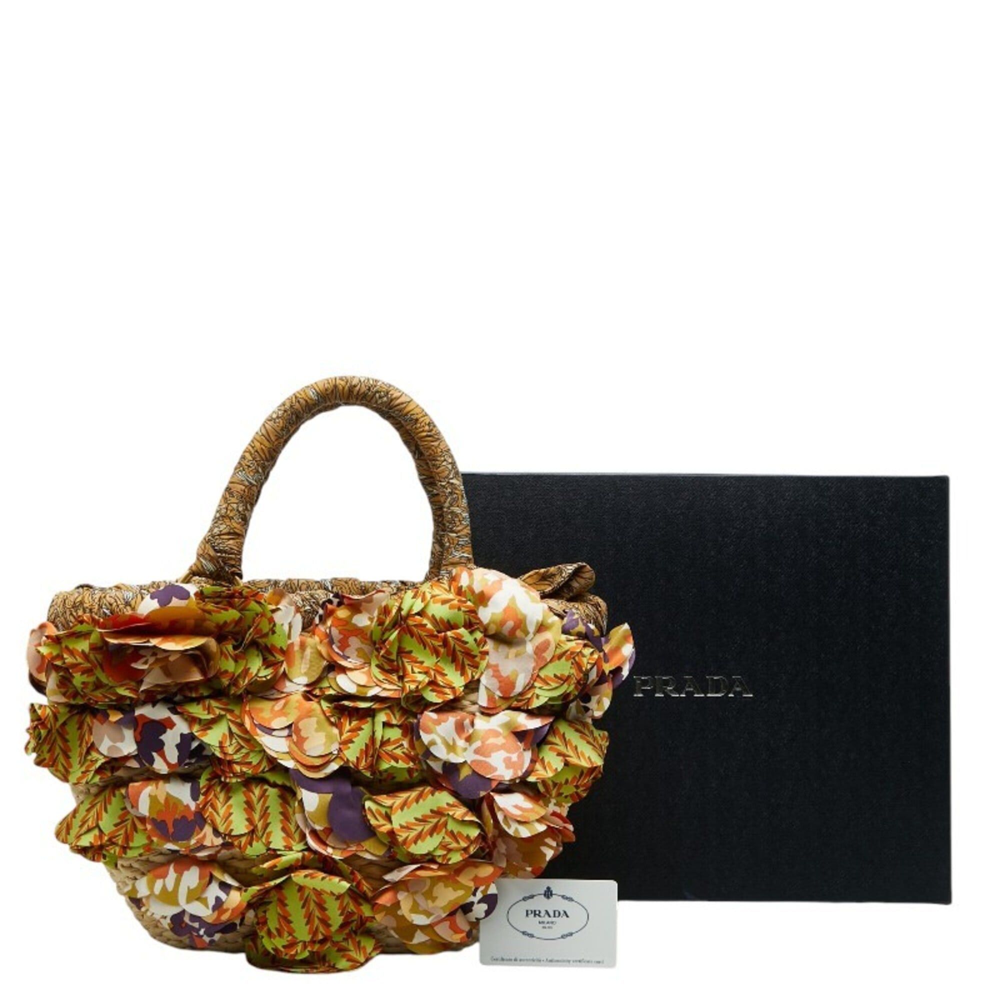 Prada Prada Triangle Logo Plate Raffia Basket Bag Handbag Multicolor Women's PRADA Size ONE SIZE - 12 Thumbnail