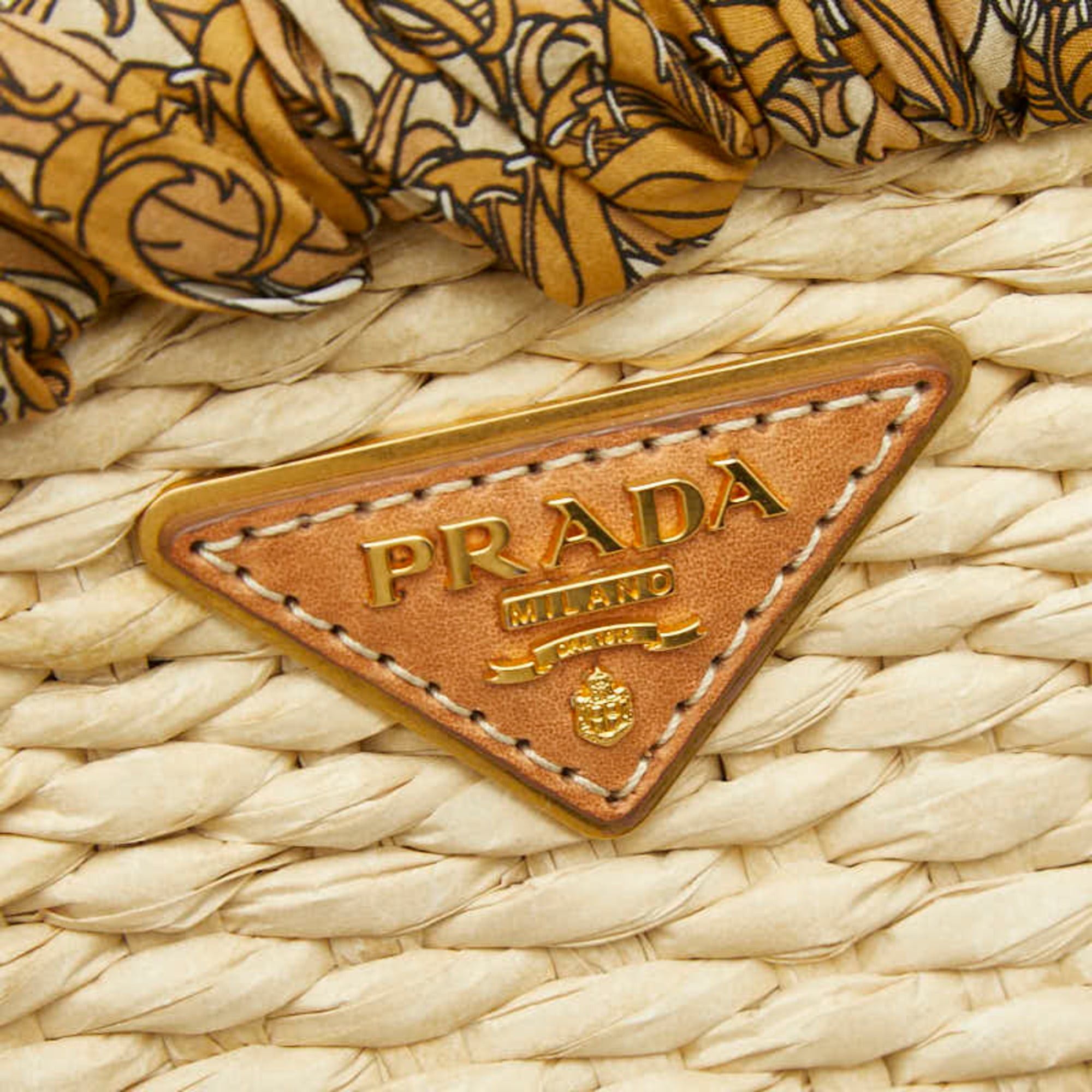 Prada Prada Triangle Logo Plate Raffia Basket Bag Handbag Multicolor Women's PRADA Size ONE SIZE - 11 Thumbnail