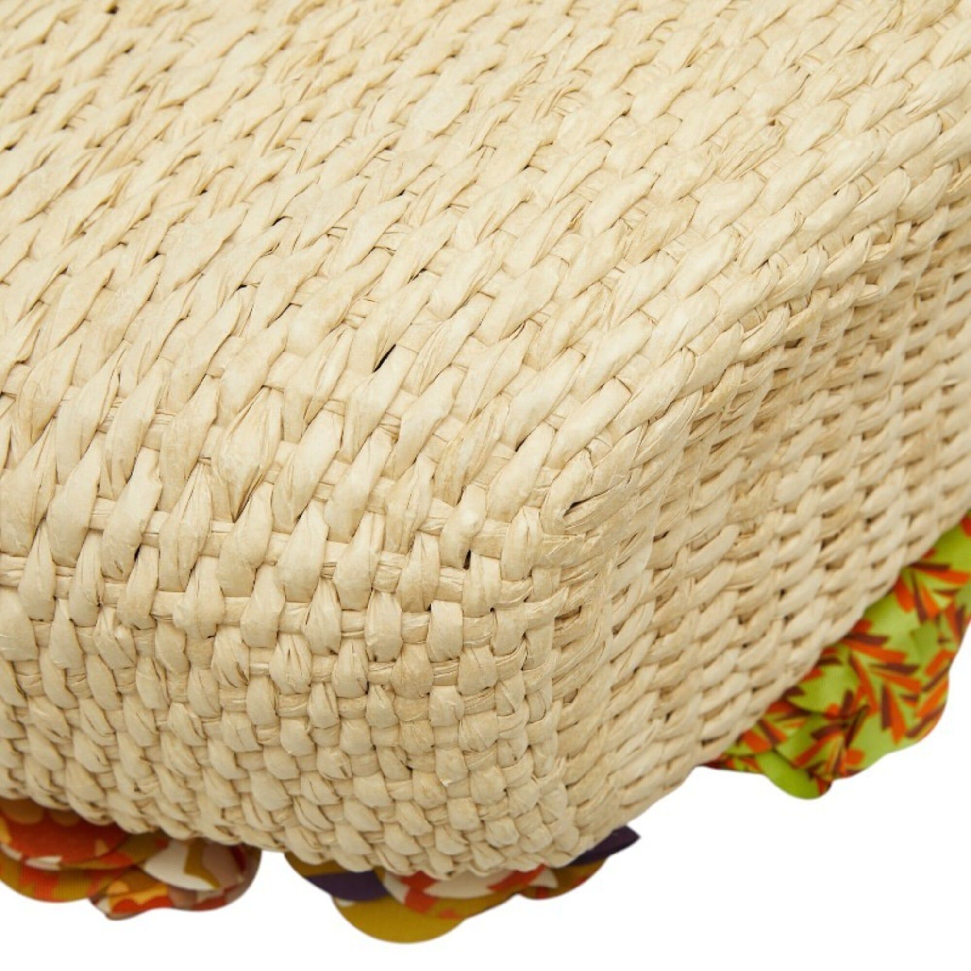Prada Prada Triangle Logo Plate Raffia Basket Bag Handbag Multicolor Women's PRADA Size ONE SIZE - 7 Thumbnail