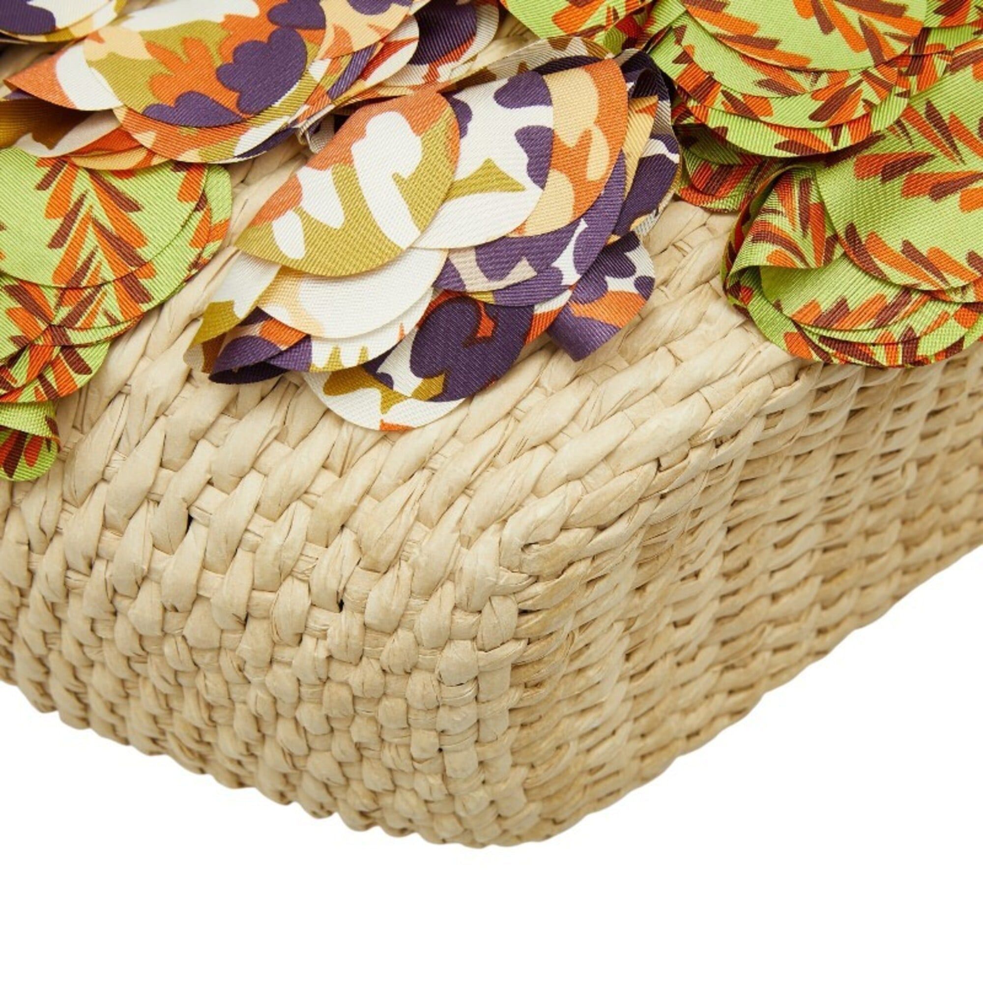 Prada Prada Triangle Logo Plate Raffia Basket Bag Handbag Multicolor Women's PRADA Size ONE SIZE - 5 Thumbnail