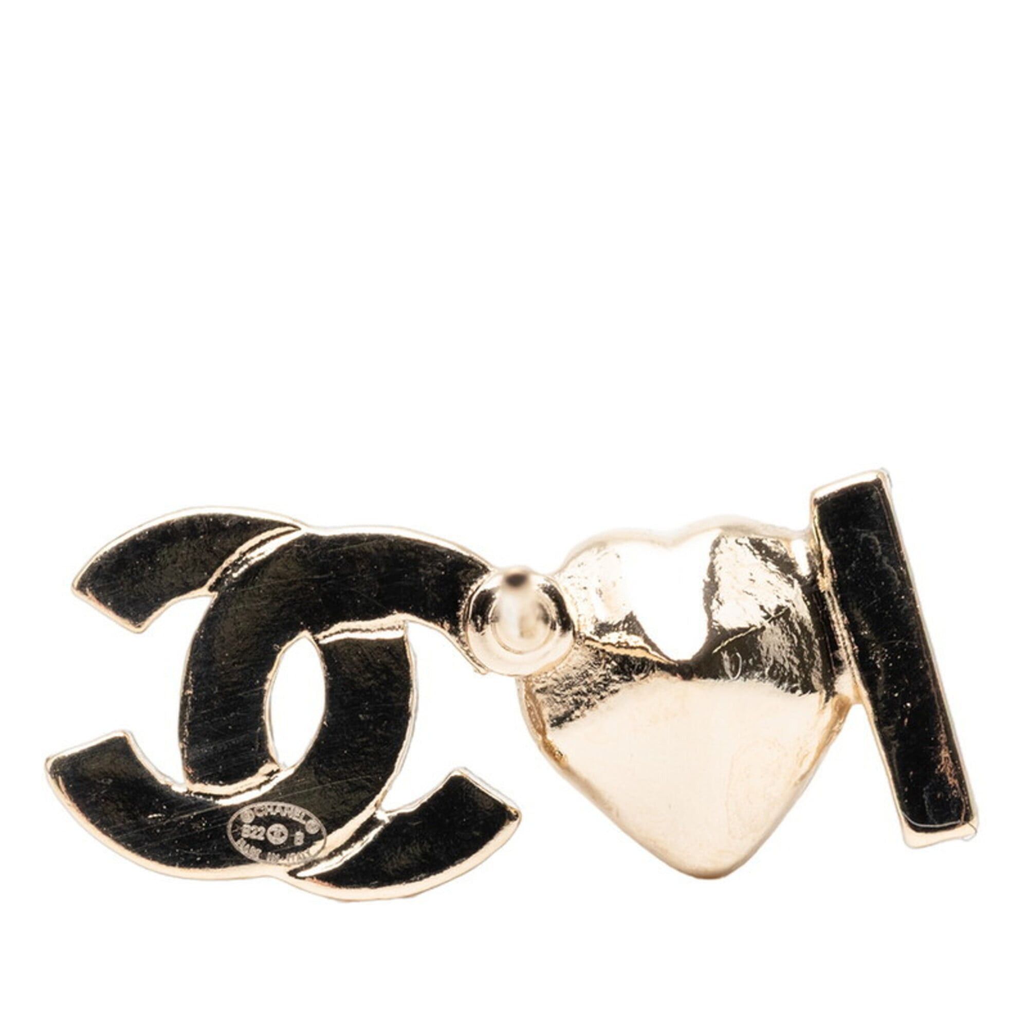 Chanel Chanel I LOVE COCO Coco Mark Heart Rhinestone Earrings AB8202 Gold Pink Plated Women's CHANEL Size ONE SIZE - 3 Thumbnail