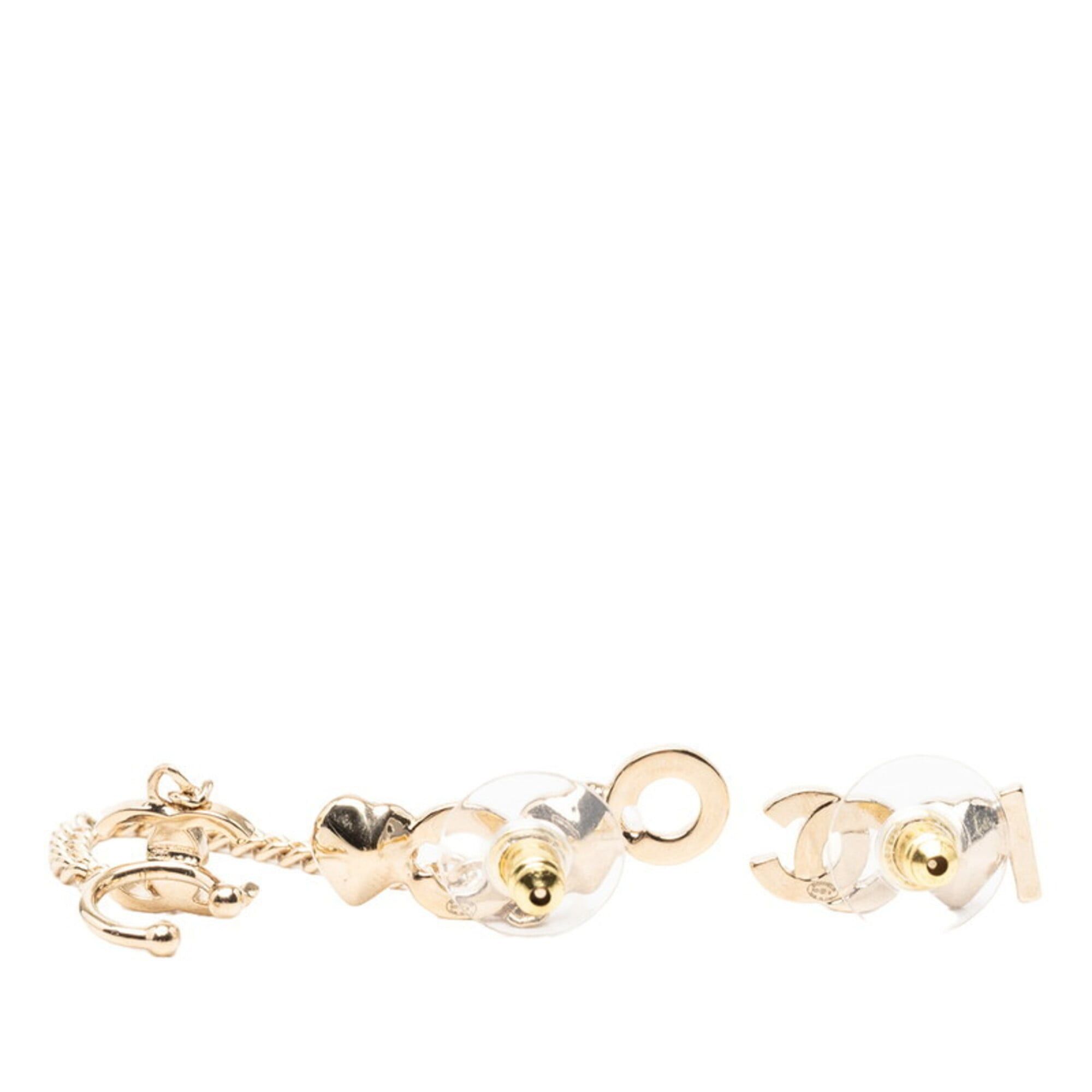 Chanel Chanel I LOVE COCO Coco Mark Heart Rhinestone Earrings AB8202 Gold Pink Plated Women's CHANEL Size ONE SIZE - 2 Thumbnail