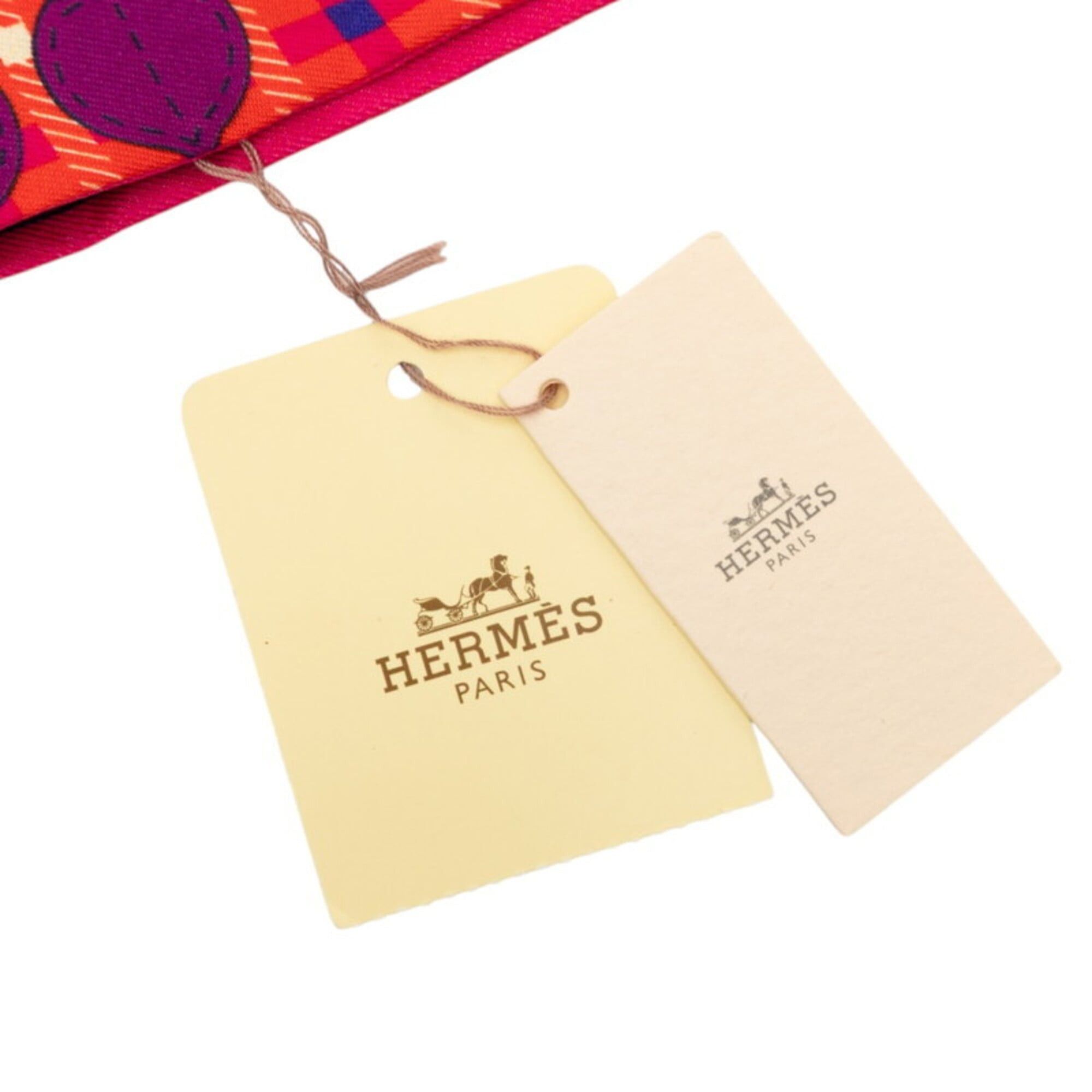 Hermes Hermes Twilly Les Voitures Nouvelle (The Evolution of Horse-Drawn Carriages) Scarf/Muffler, Pink Multicolor Silk, Women's HERMES Size ONE SIZE - 6 Thumbnail