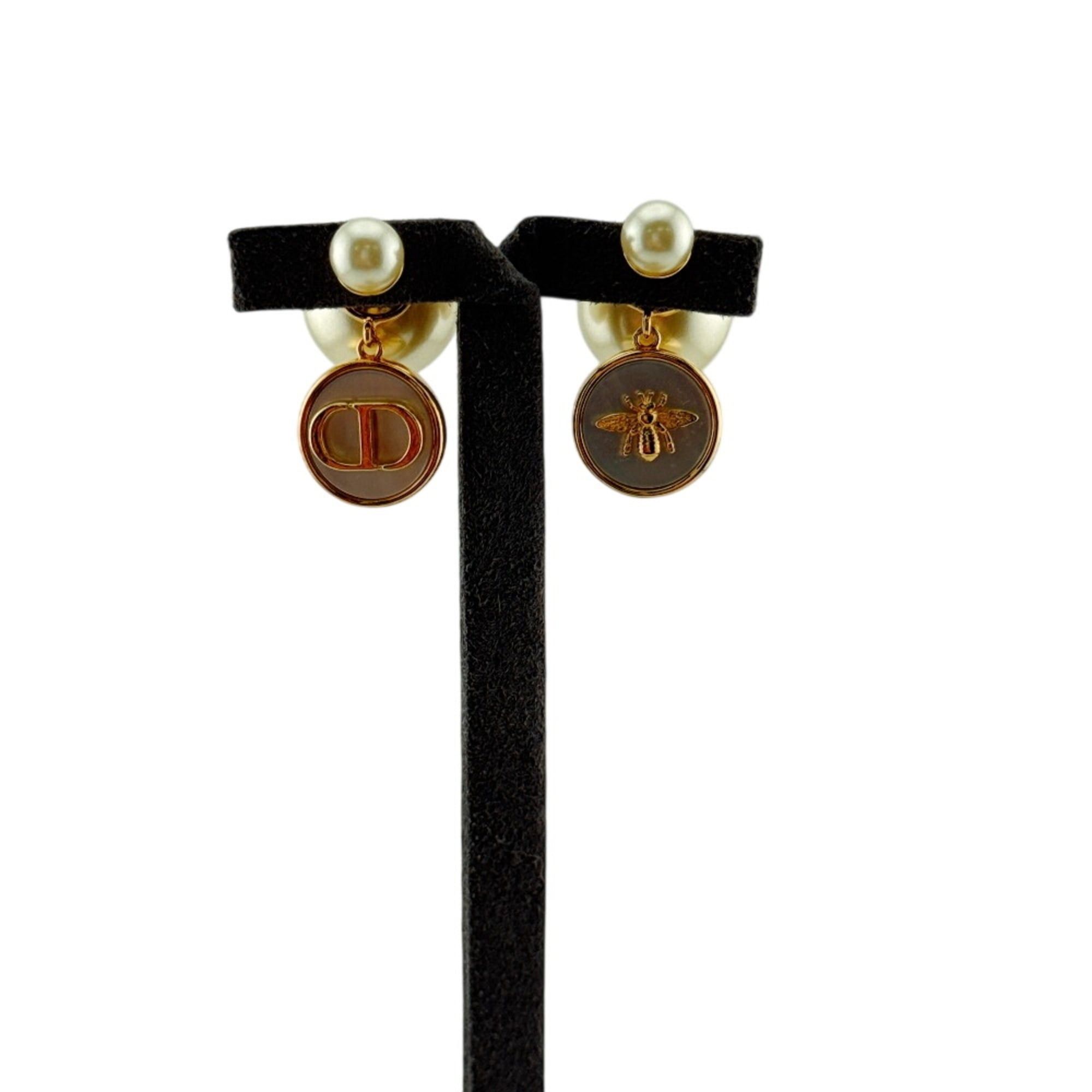 Dior Christian Dior Dior Tribal Pearl Bee CD Logo Earrings (Pair) - Gold Size ONE SIZE - 6 Thumbnail