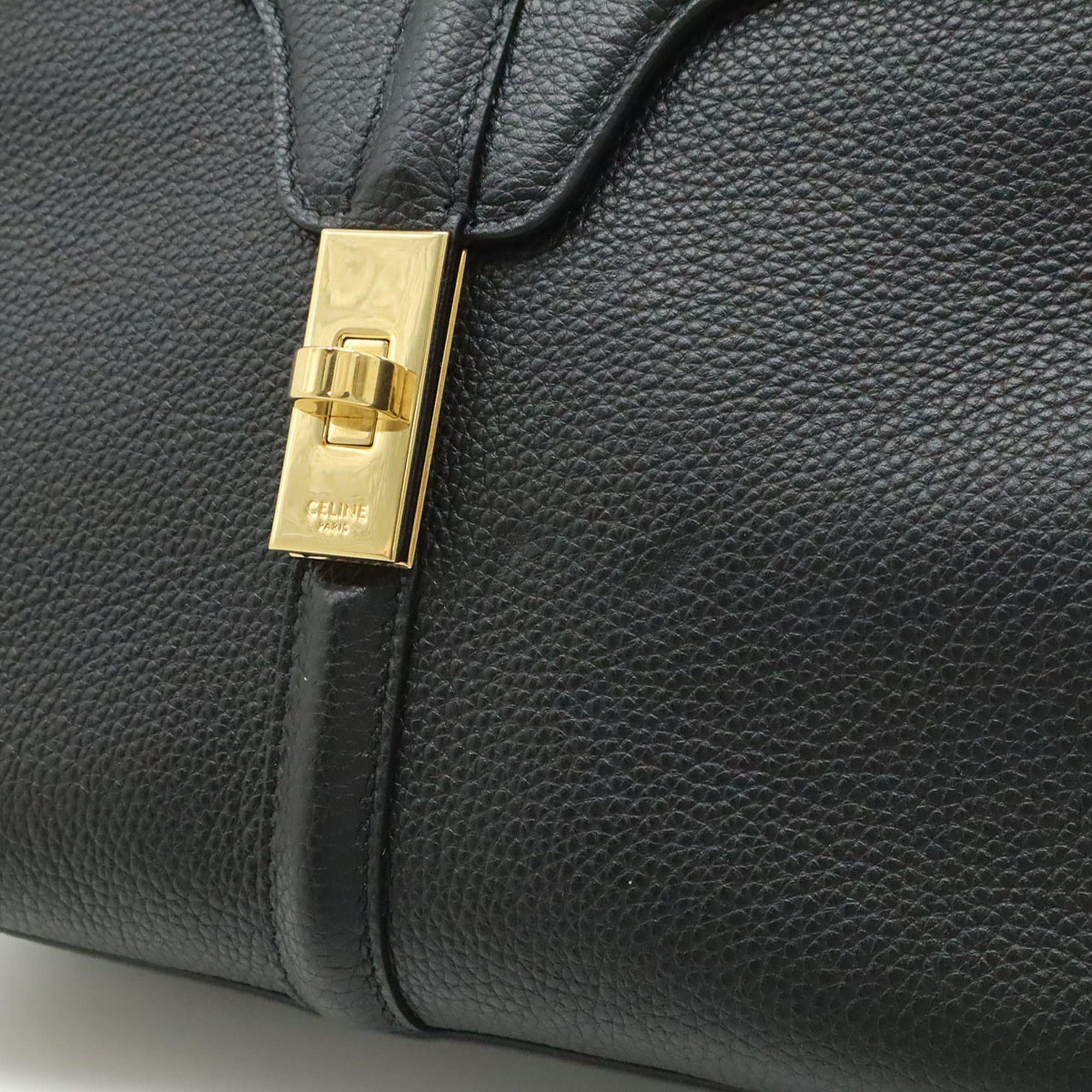 Celine Celine 16 Seize Small Handbag Shoulder Bag Leather Black 188003 Size ONE SIZE - 9 Thumbnail