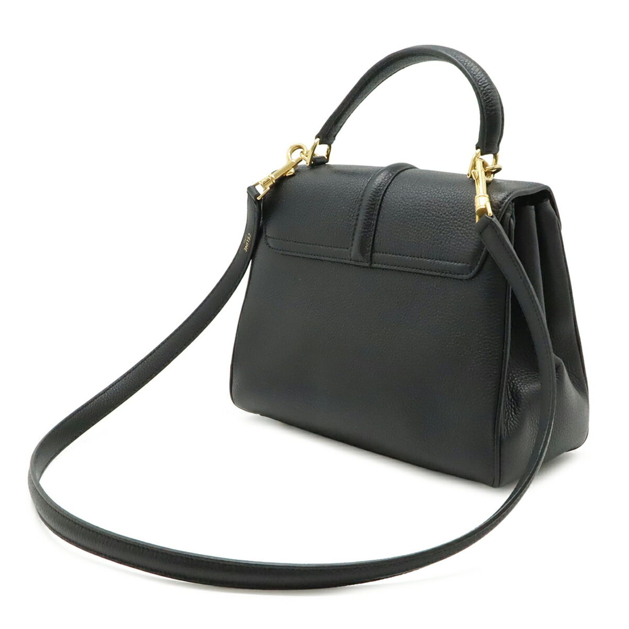 Celine Celine 16 Seize Small Handbag Shoulder Bag Leather Black 188003 Size ONE SIZE - 3 Thumbnail