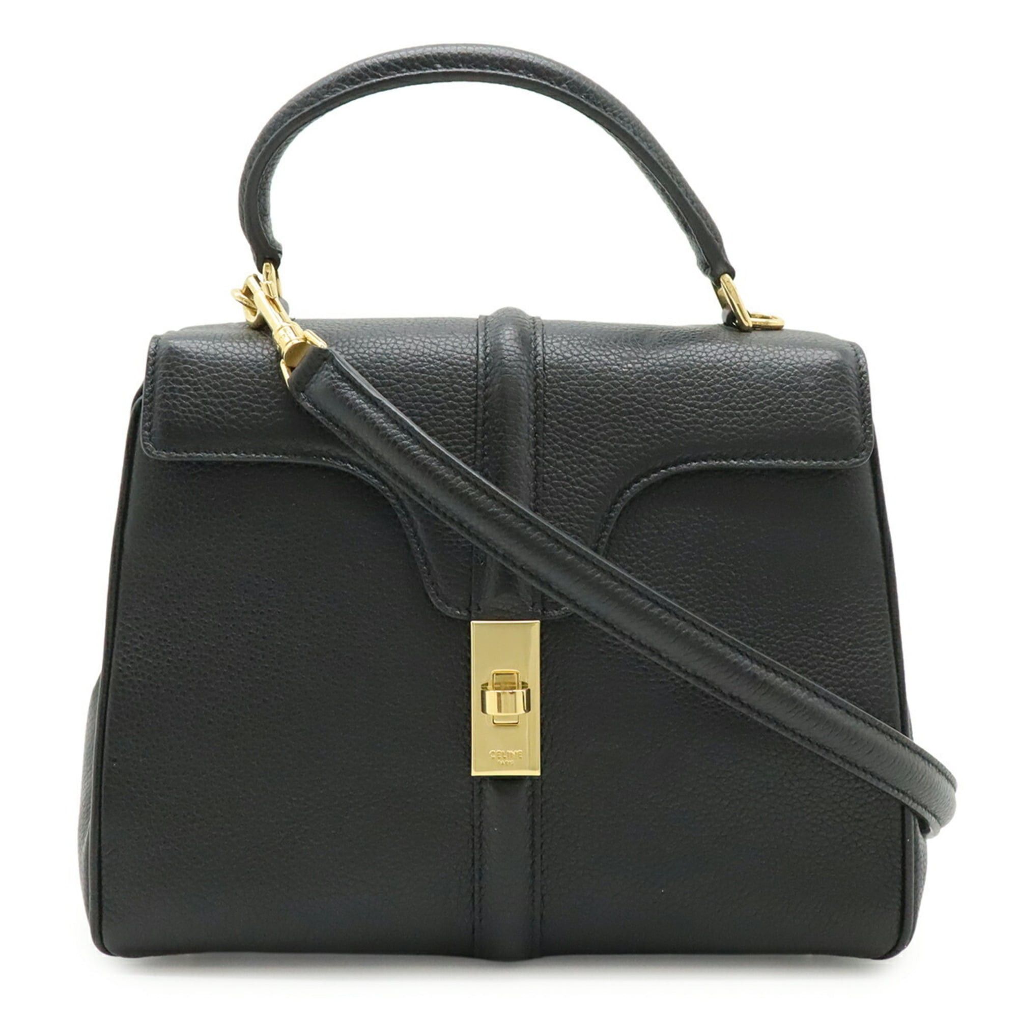 Celine Celine 16 Seize Small Handbag Shoulder Bag Leather Black 188003 Size ONE SIZE - 2 Thumbnail