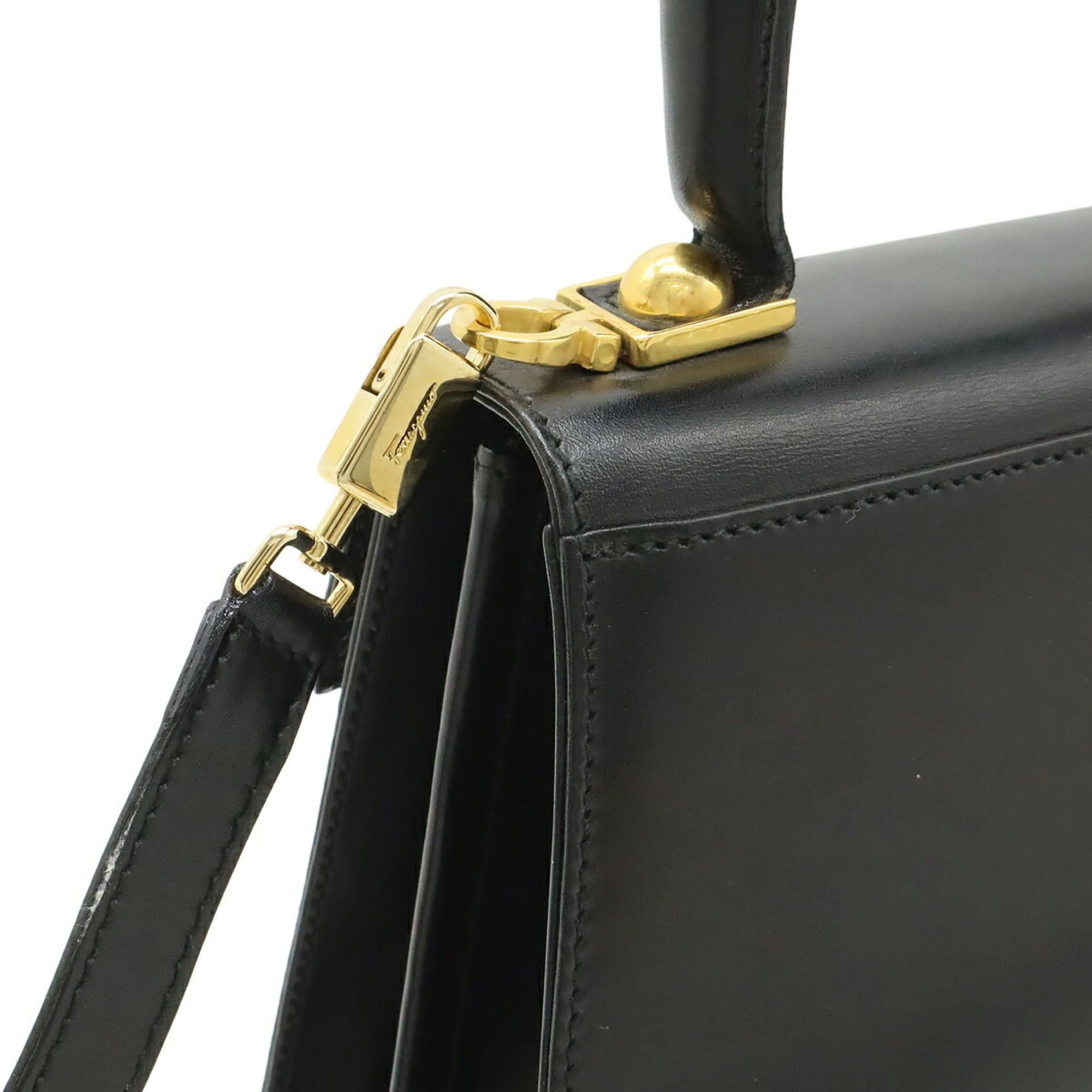 Salvatore Ferragamo Salvatore Ferragamo Gancini Handbag/Shoulder Bag, Leather, Black, BV-212193 Size ONE SIZE - 9 Thumbnail