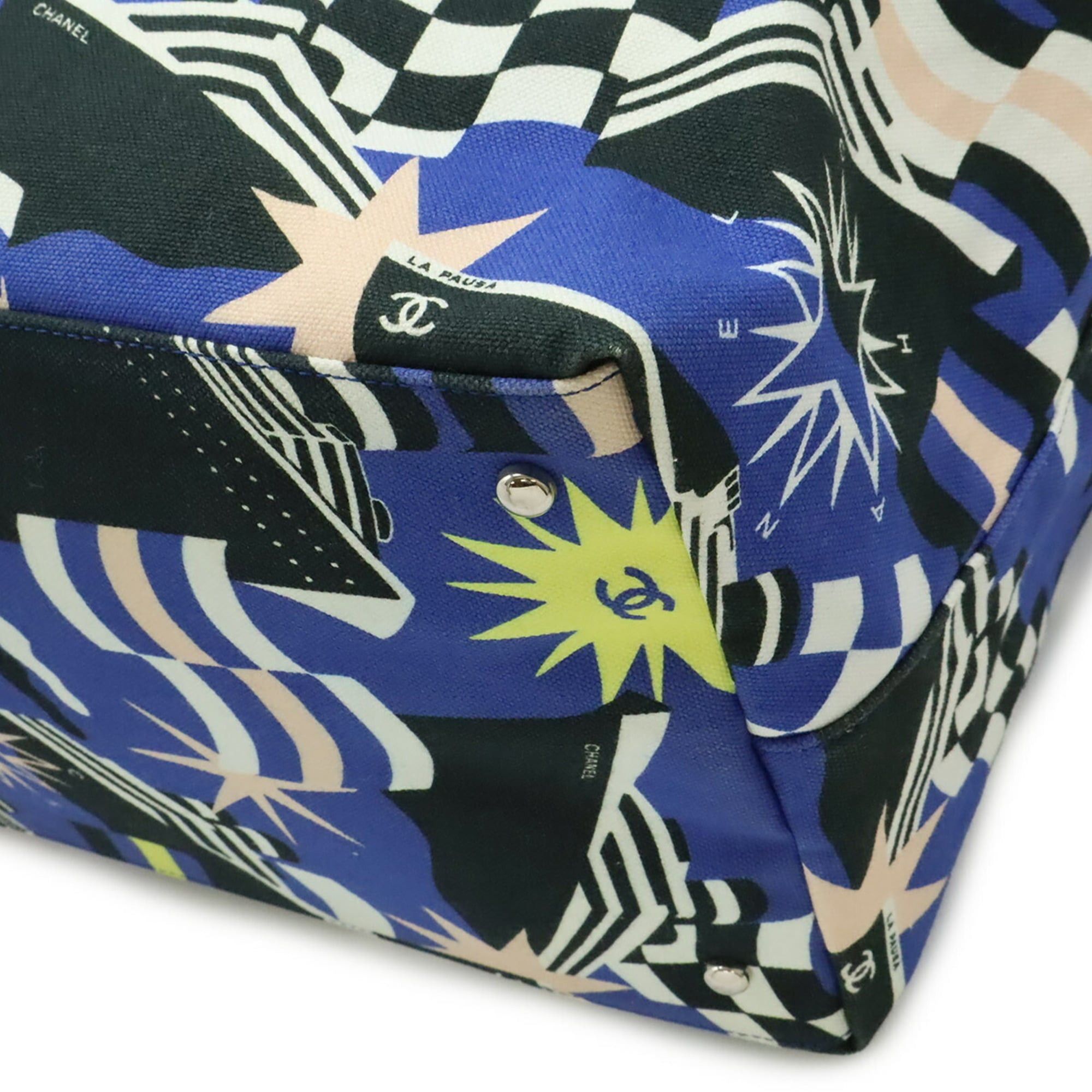 Chanel CHANEL La Pausa Tote Bag, Chain Shoulder Ship Motif, Canvas, Blue & Black, 2019 Cruise Collection Size ONE SIZE - 4 Thumbnail