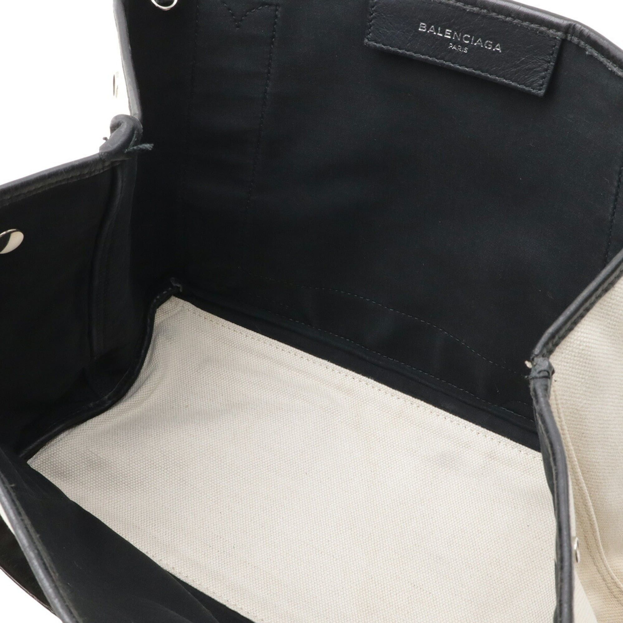 Balenciaga BALENCIAGA Navy Cabas S Tote Bag Handbag Canvas Leather Natural Black 339933 Size ONE SIZE - 9 Thumbnail