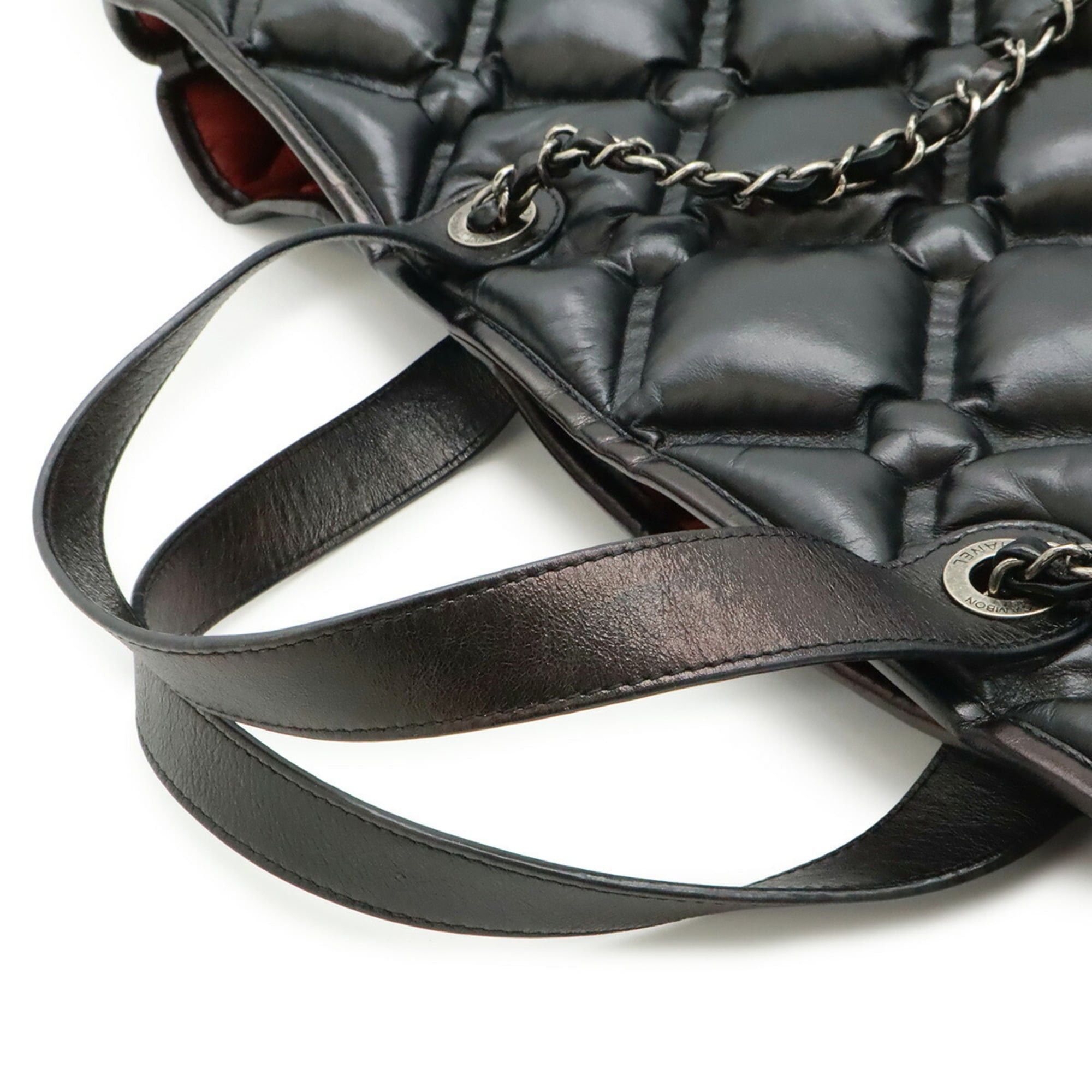 Chanel CHANEL Bubble Quilted Tote Bag, Large Tote, Handbag, Chain Shoulder, Leather, Black Size ONE SIZE - 6 Thumbnail