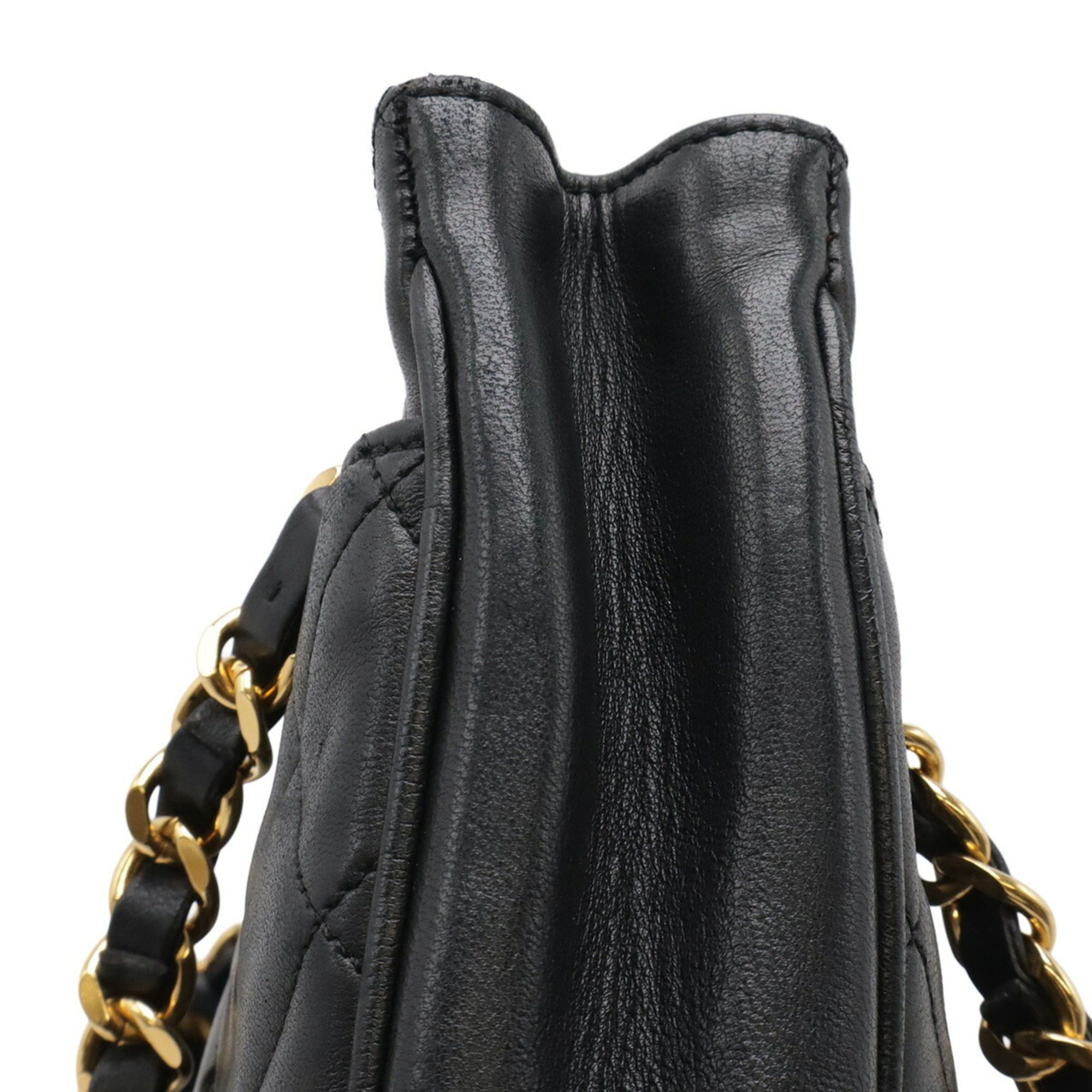Chanel CHANEL Matelassé Coco Ball Chain Tote Bag, Shoulder Lambskin Leather, Black Size ONE SIZE - 5 Thumbnail