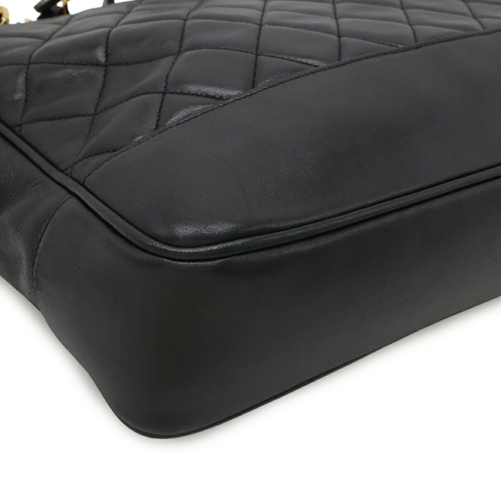 Chanel CHANEL Matelassé Coco Ball Chain Tote Bag, Shoulder Lambskin Leather, Black Size ONE SIZE - 4 Thumbnail