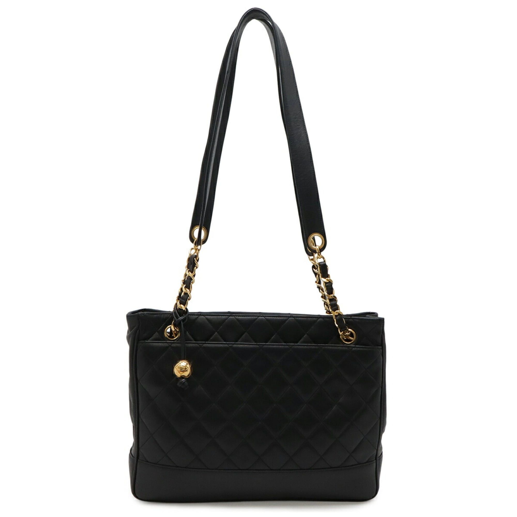 Chanel CHANEL Matelassé Coco Ball Chain Tote Bag, Shoulder Lambskin Leather, Black Size ONE SIZE - 2 Thumbnail