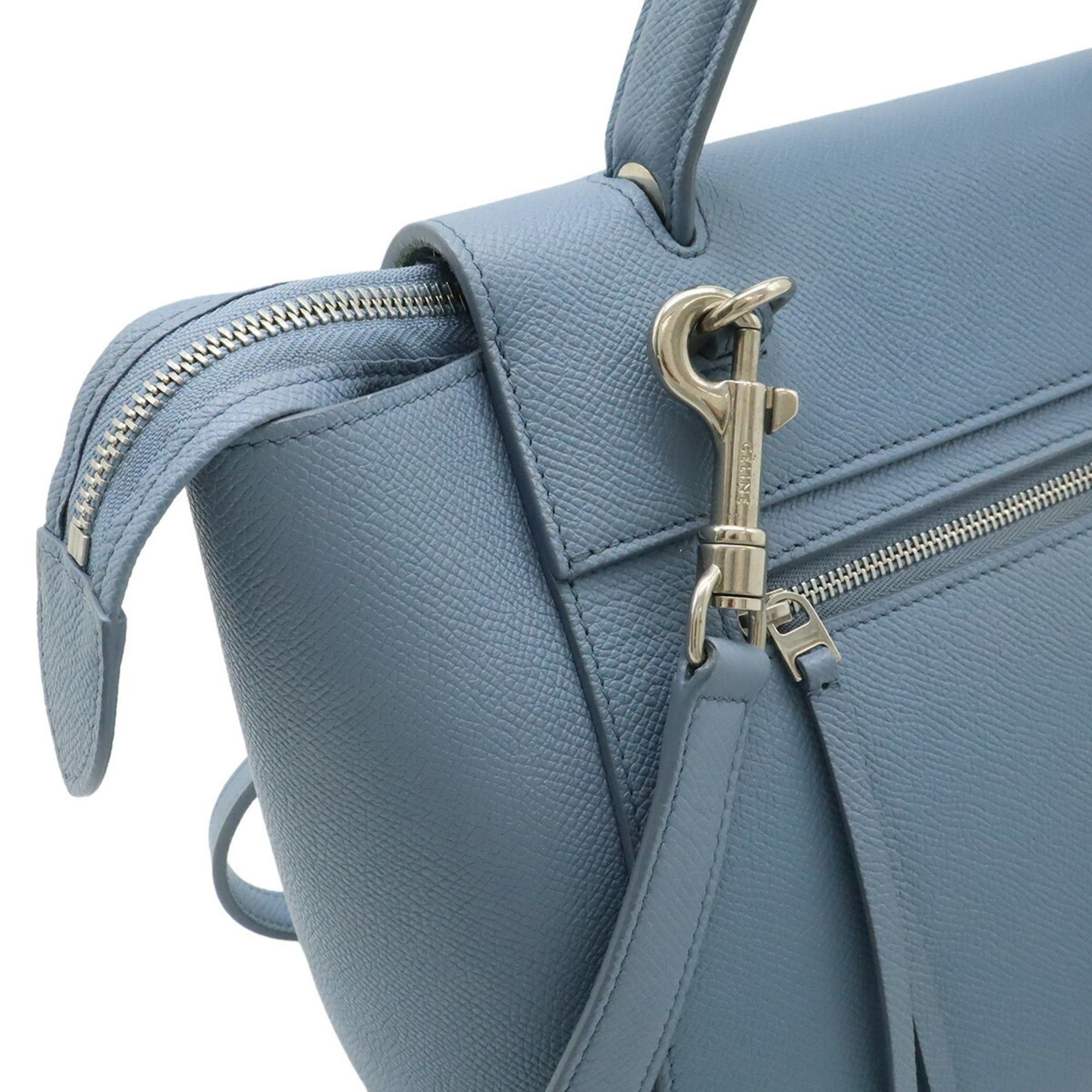 Celine CELINE Belt Bag Micro Handbag Shoulder Leather Light Blue 189153 Size ONE SIZE - 9 Thumbnail