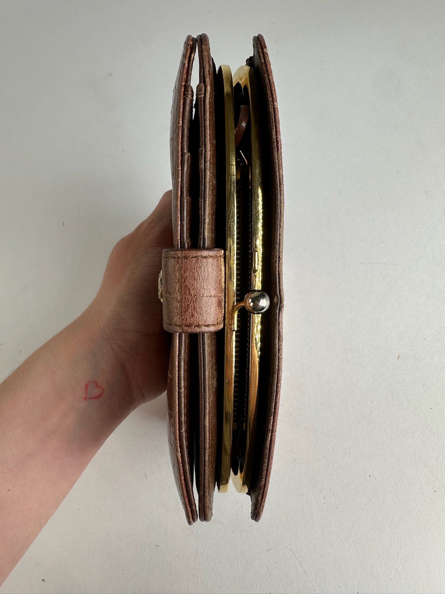 Miu Miu Vintage Crocodile Emblossed Leather Wallet Brown Size ONE SIZE - 3 Thumbnail