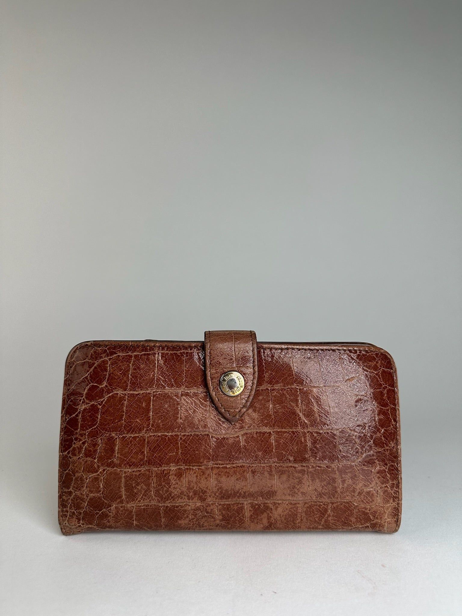 Miu Miu Vintage Crocodile Emblossed Leather Wallet Brown Size ONE SIZE - 2 Thumbnail