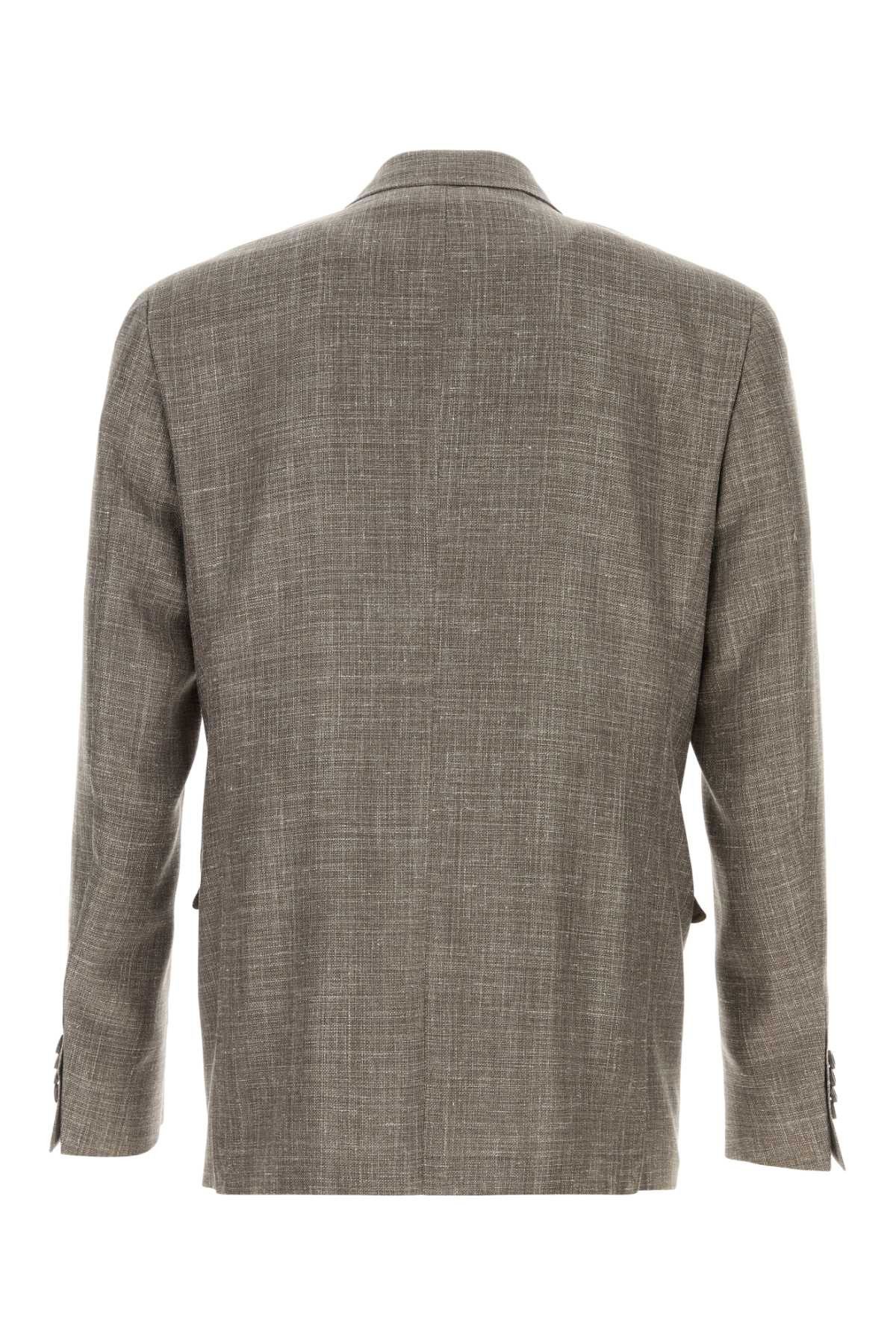 Canali Melange Grey Wool Blend Blazer Size US L / EU 52-54 / 3 - 2 Thumbnail