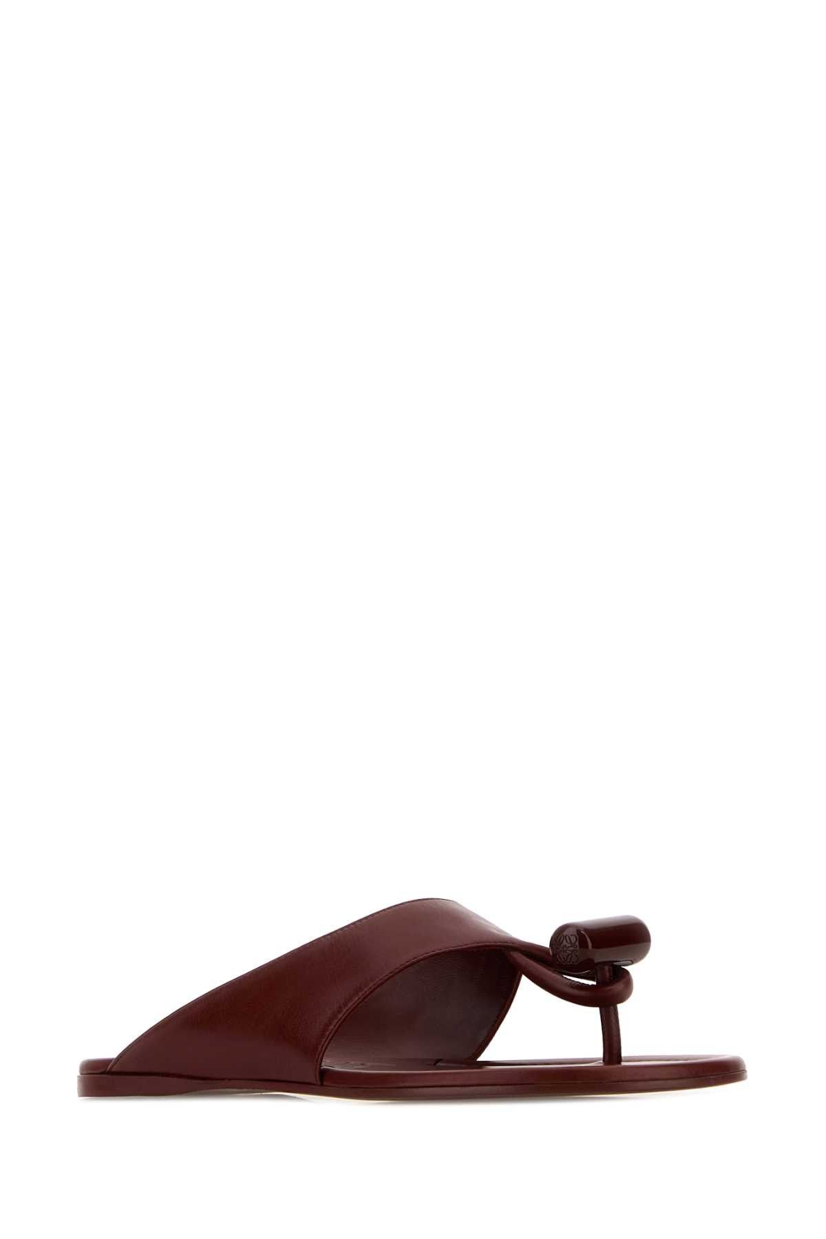 Loewe Burgundy Leather Toggle Thong Slippers Size US 6 / IT 36 - 2 Thumbnail