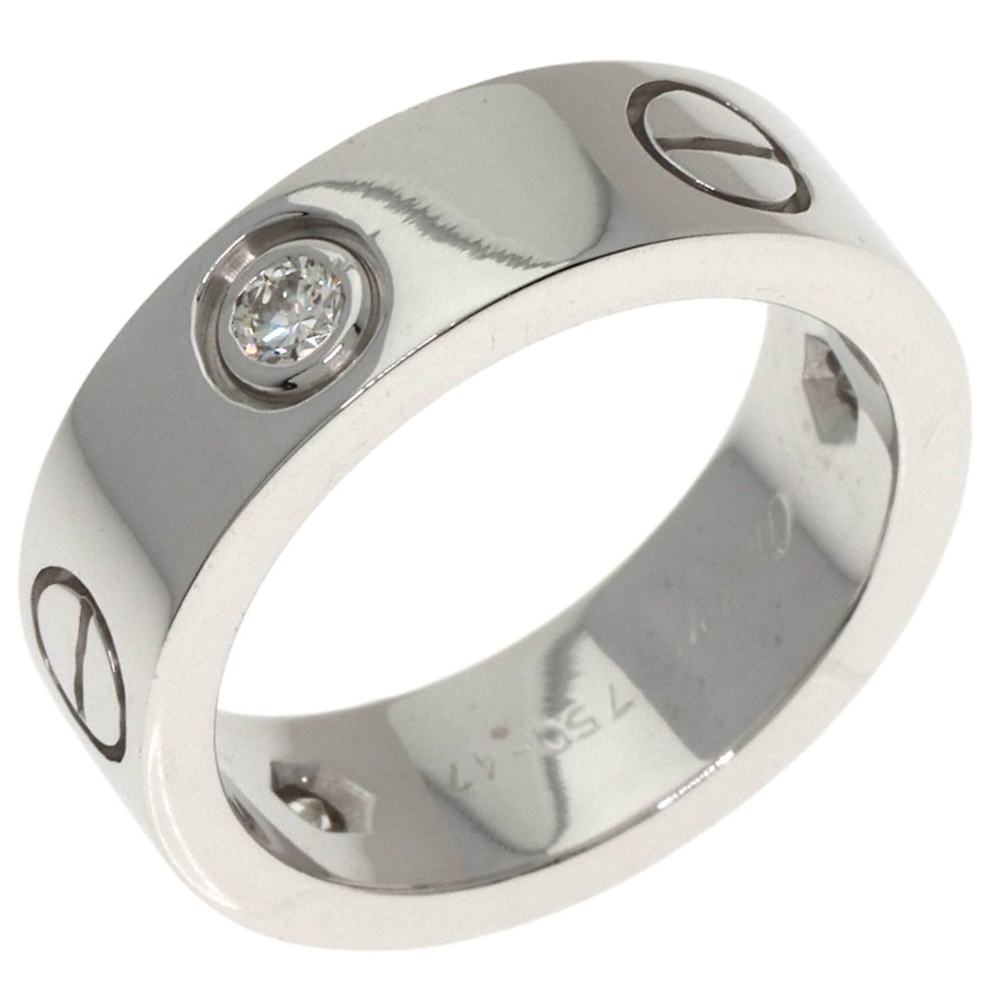 Cartier Cartier Love Ring, 3 Diamonds, Size 47, 18K White Gold, Women's CARTIER Size ONE SIZE - 2 Thumbnail