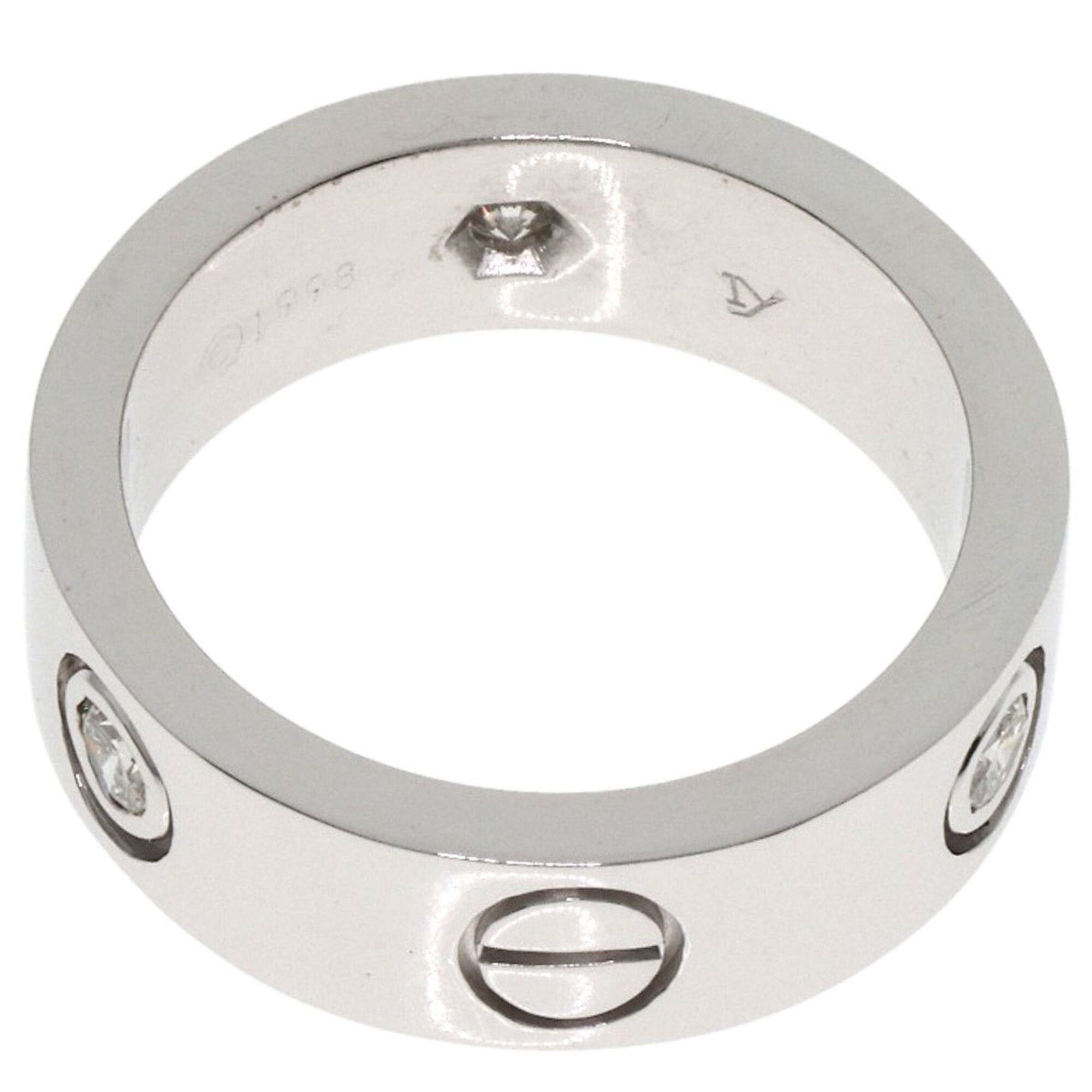 Cartier Cartier Love Ring, 3 Diamonds, Size 47, 18K White Gold, Women's CARTIER Size ONE SIZE - 4 Thumbnail