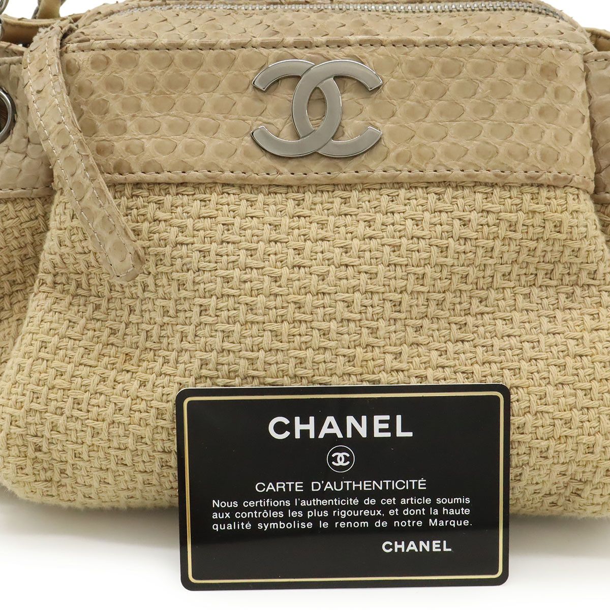 Chanel Chanel Chanel Coco Mark Python Canvas Shoulder Bag Leather Shoulder Bag DUTY FREE for USA Size ONE SIZE - 9 Thumbnail