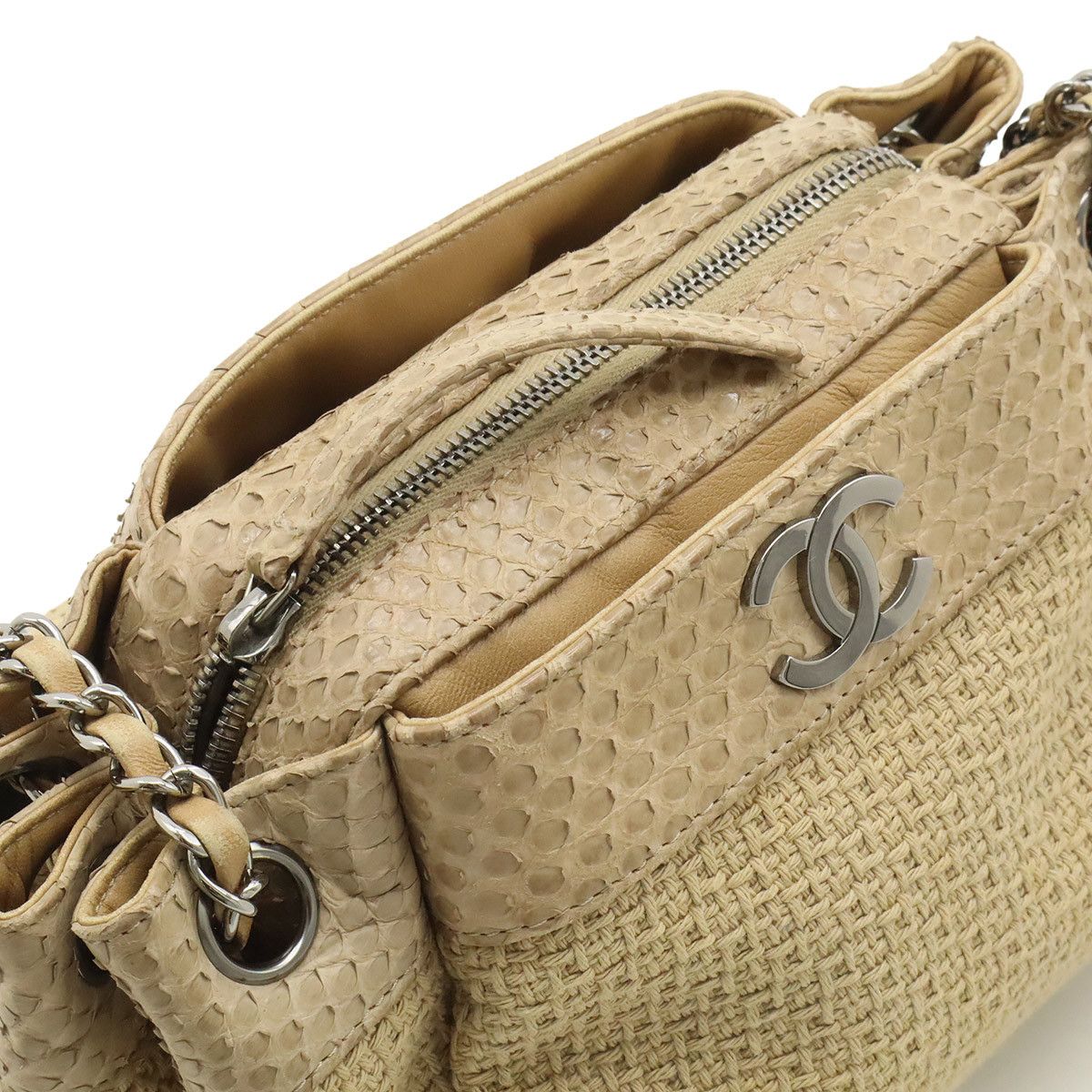 Chanel Chanel Chanel Coco Mark Python Canvas Shoulder Bag Leather Shoulder Bag DUTY FREE for USA Size ONE SIZE - 6 Thumbnail