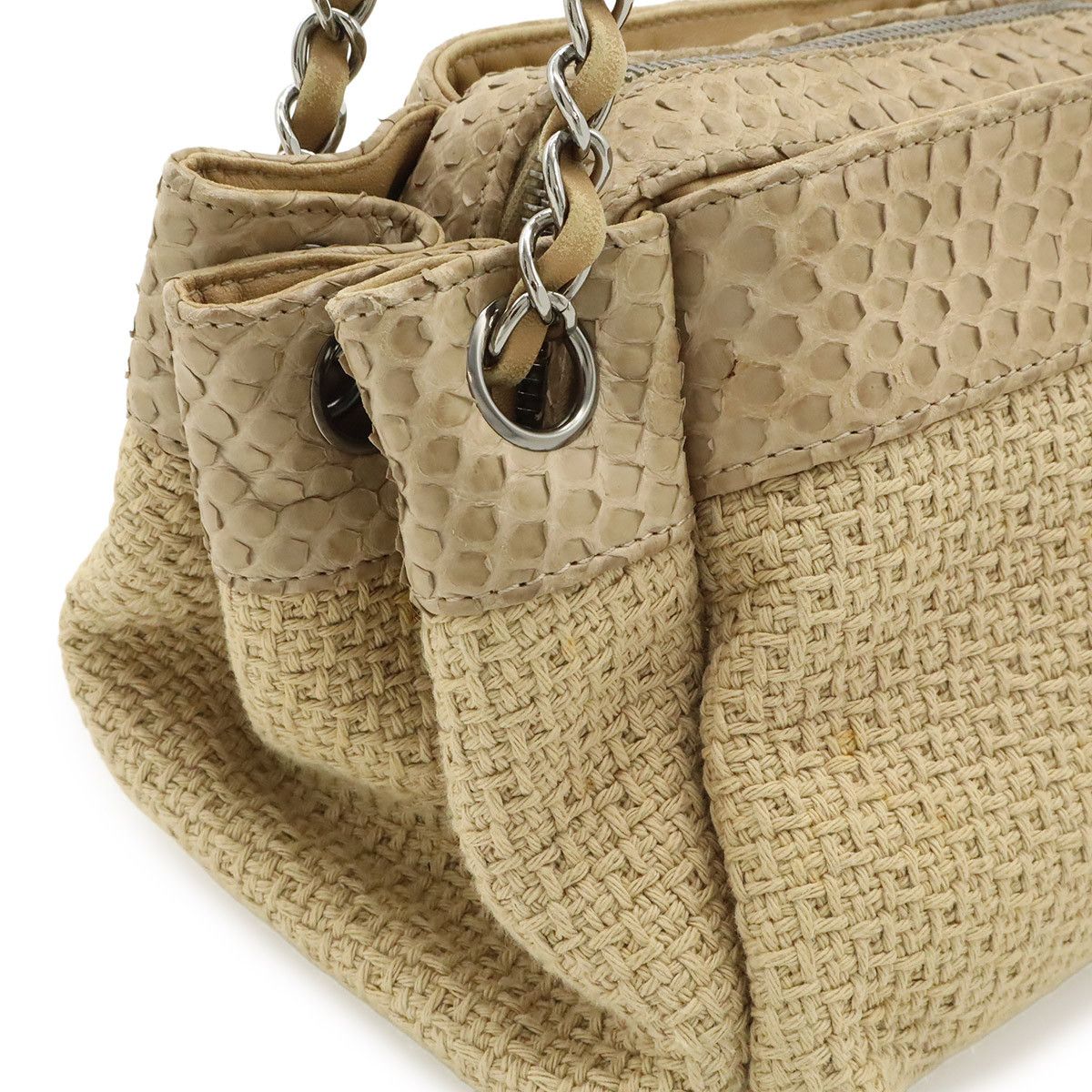 Chanel Chanel Chanel Coco Mark Python Canvas Shoulder Bag Leather Shoulder Bag DUTY FREE for USA Size ONE SIZE - 4 Thumbnail