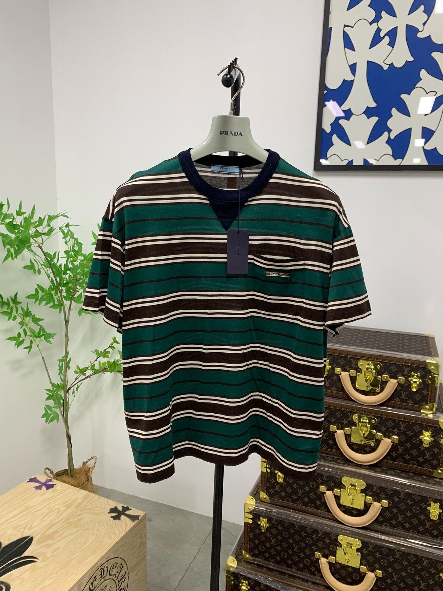 Prada Prada Striped Pocket T-Shirt IT 36 Size XS / US 0-2 / IT 36-38 - 2 Thumbnail