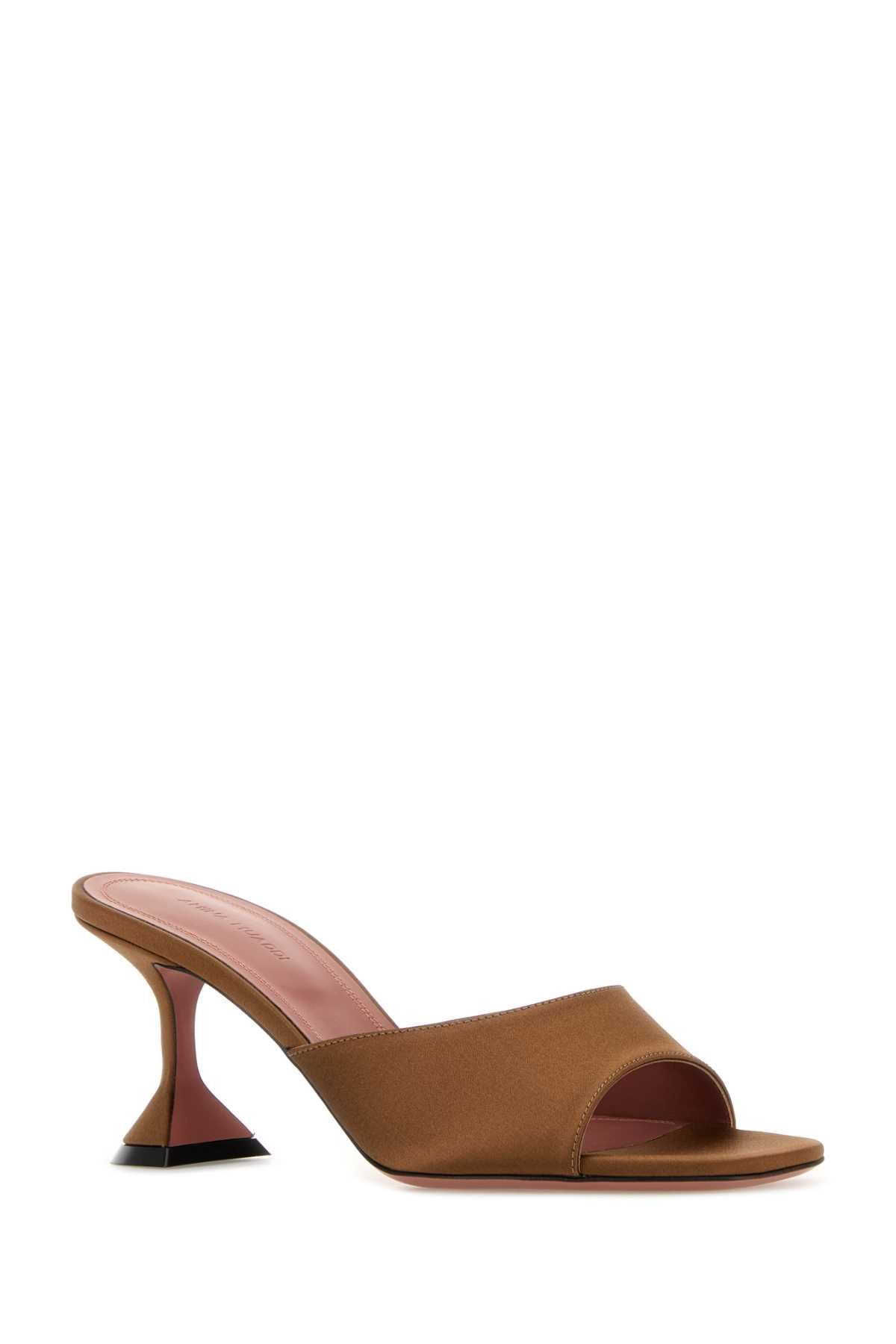 Amina Muaddi Brown Satin Lupita Mules Size US 7 / IT 37 - 2 Thumbnail