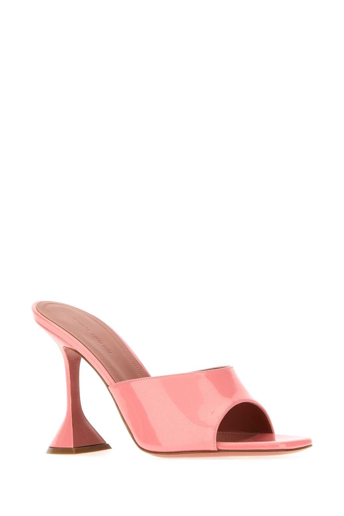 Amina Muaddi Pink Leather Lupita Mules Size US 11 / IT 41 - 2 Thumbnail