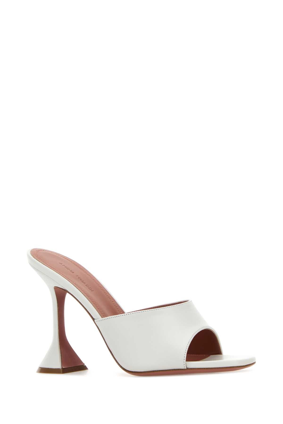 Amina Muaddi White Nappa Leather Lupita Mules Size US 11 / IT 41 - 2 Thumbnail