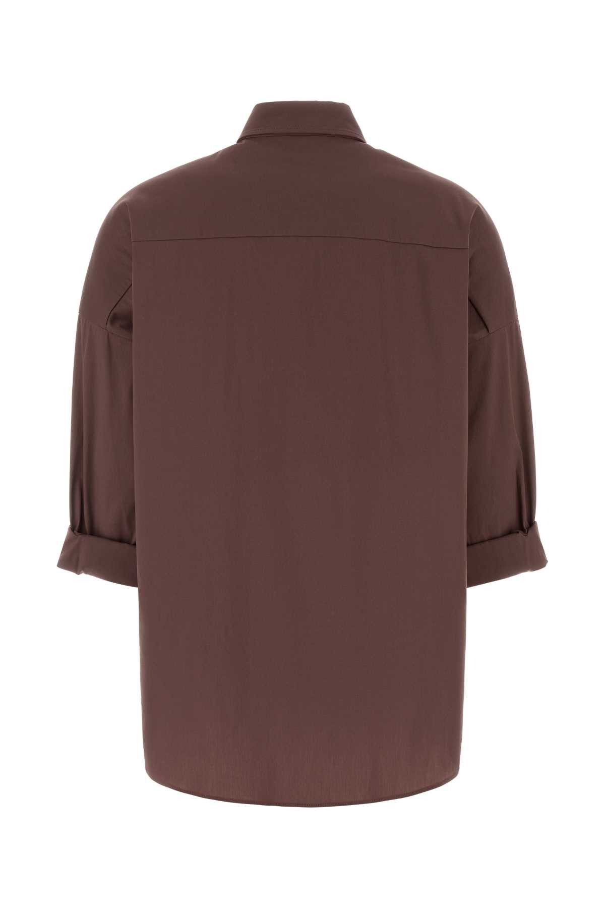 Brunello Cucinelli Chocolate Stretch Poplin Shirt Size M / US 6-8 / IT 42-44 - 2 Thumbnail