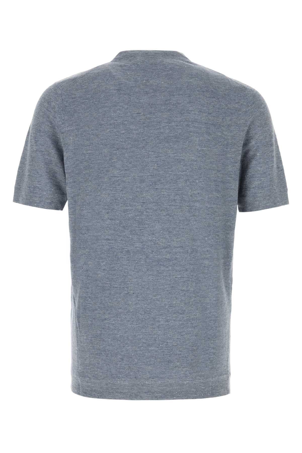 Brunello Cucinelli Melange Air Force Blue Linen Blend Sweater Size US L / EU 52-54 / 3 - 2 Thumbnail