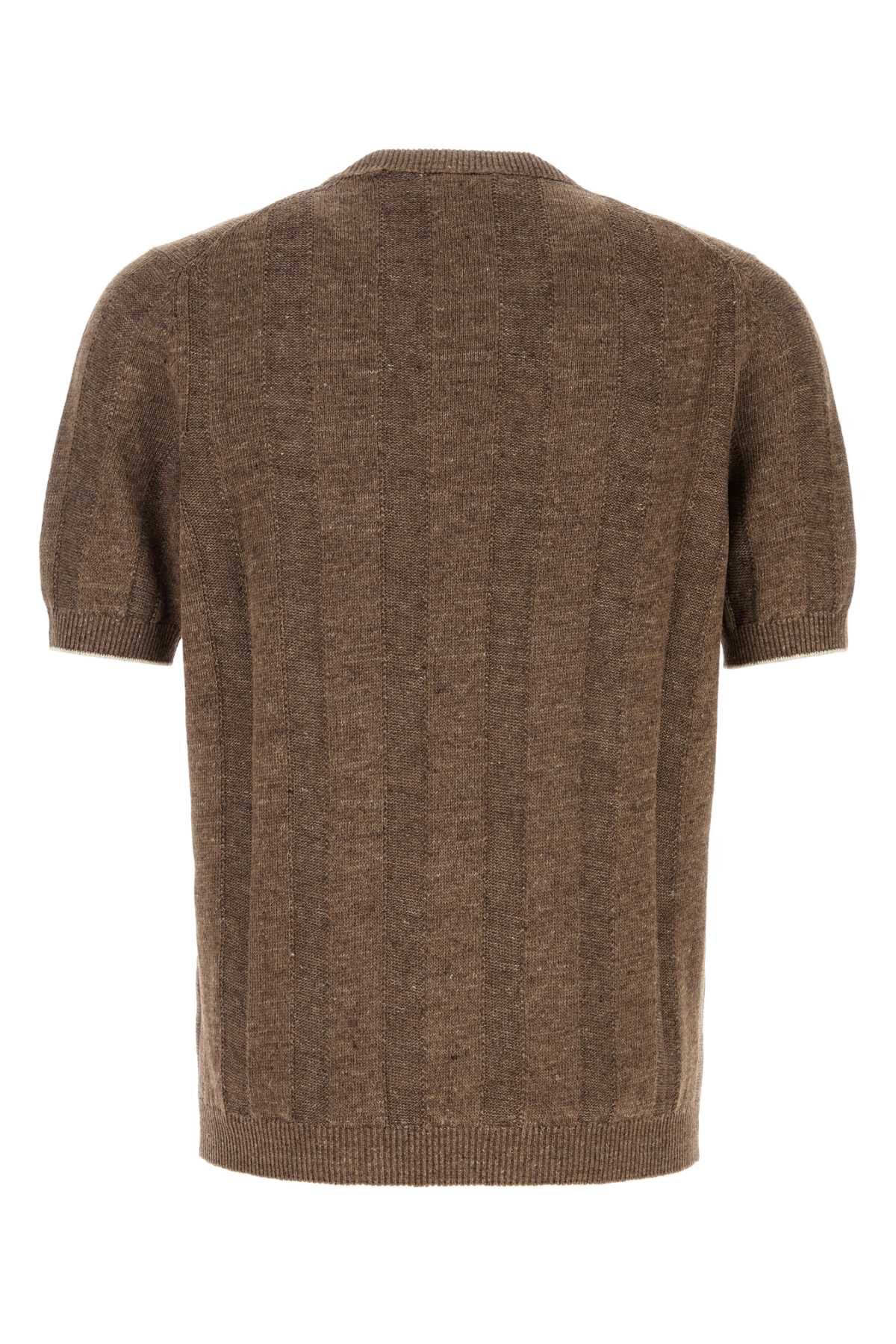 Brunello Cucinelli Brown Knit T-Shirt Size US XXL / EU 58 / 5 - 2 Thumbnail