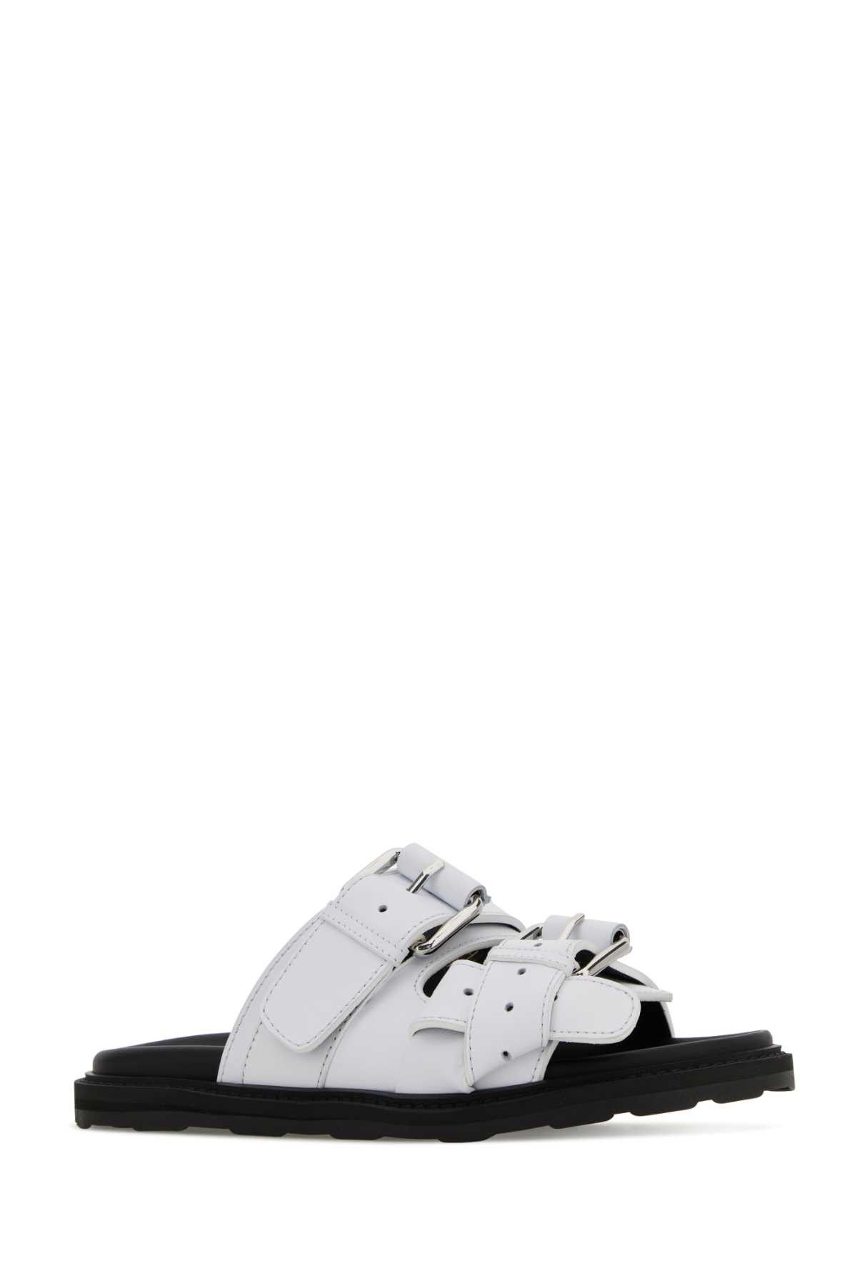 Moschino White Leather Slippers Size US 10 / IT 40 - 2 Thumbnail